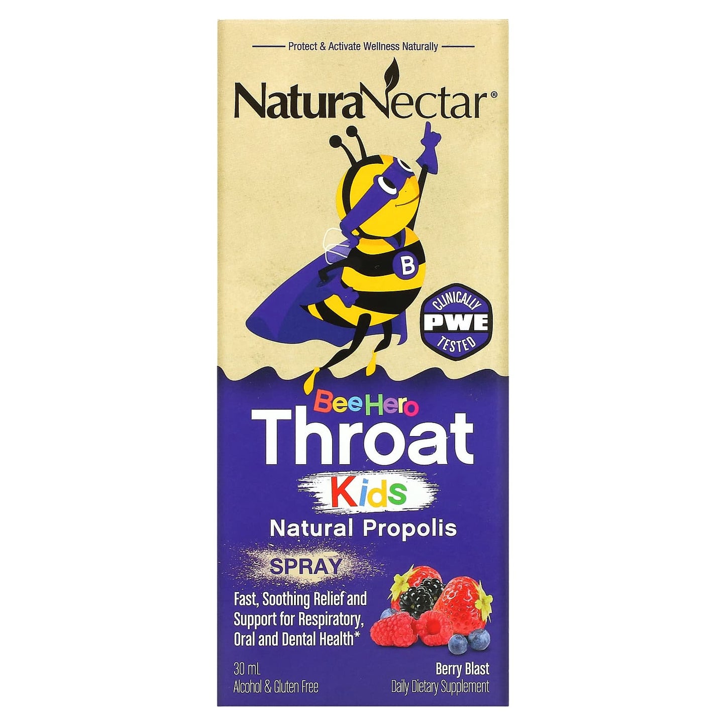 NaturaNectar-Bee Hero Throat Kids-Natural Propolis Spray-Berry Blast-30 ml