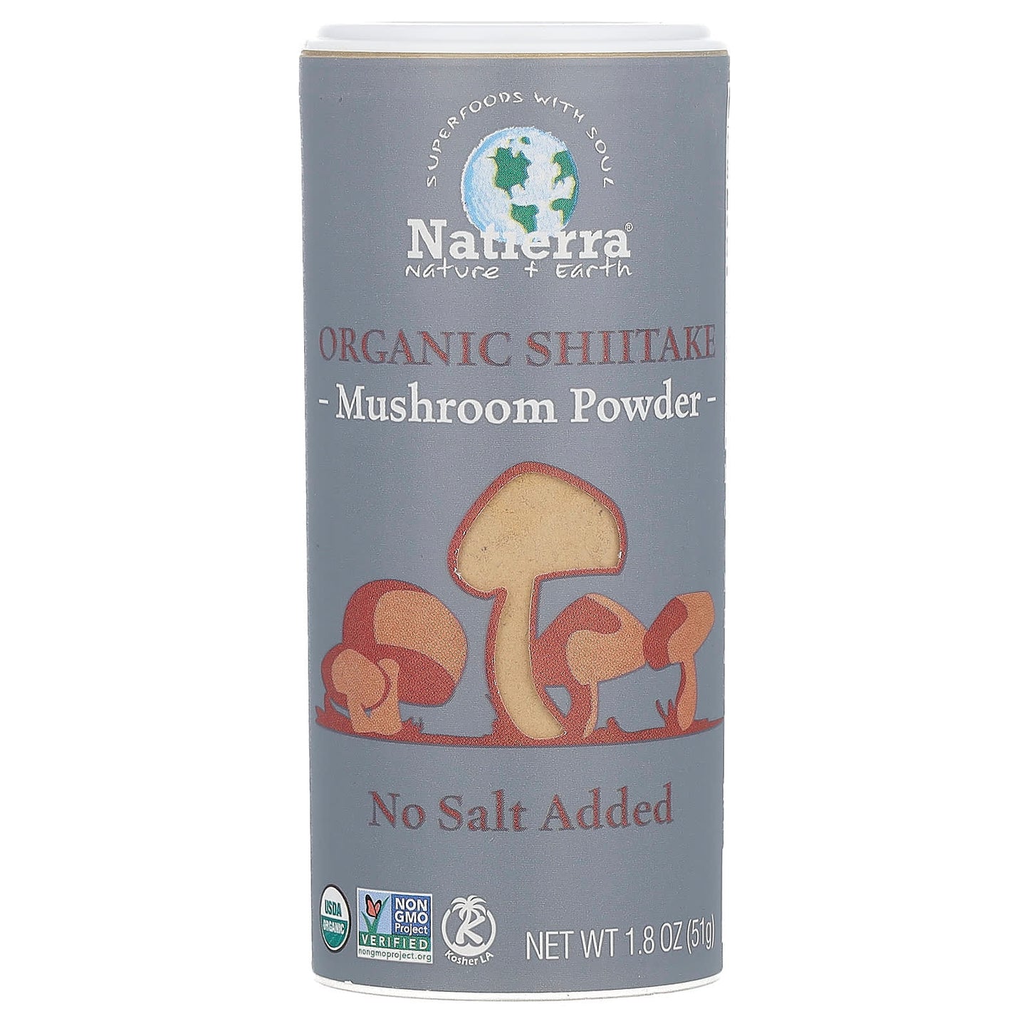 Natierra-Organic Shiitake Mushroom Powder Shaker-1.8 oz (51 g)