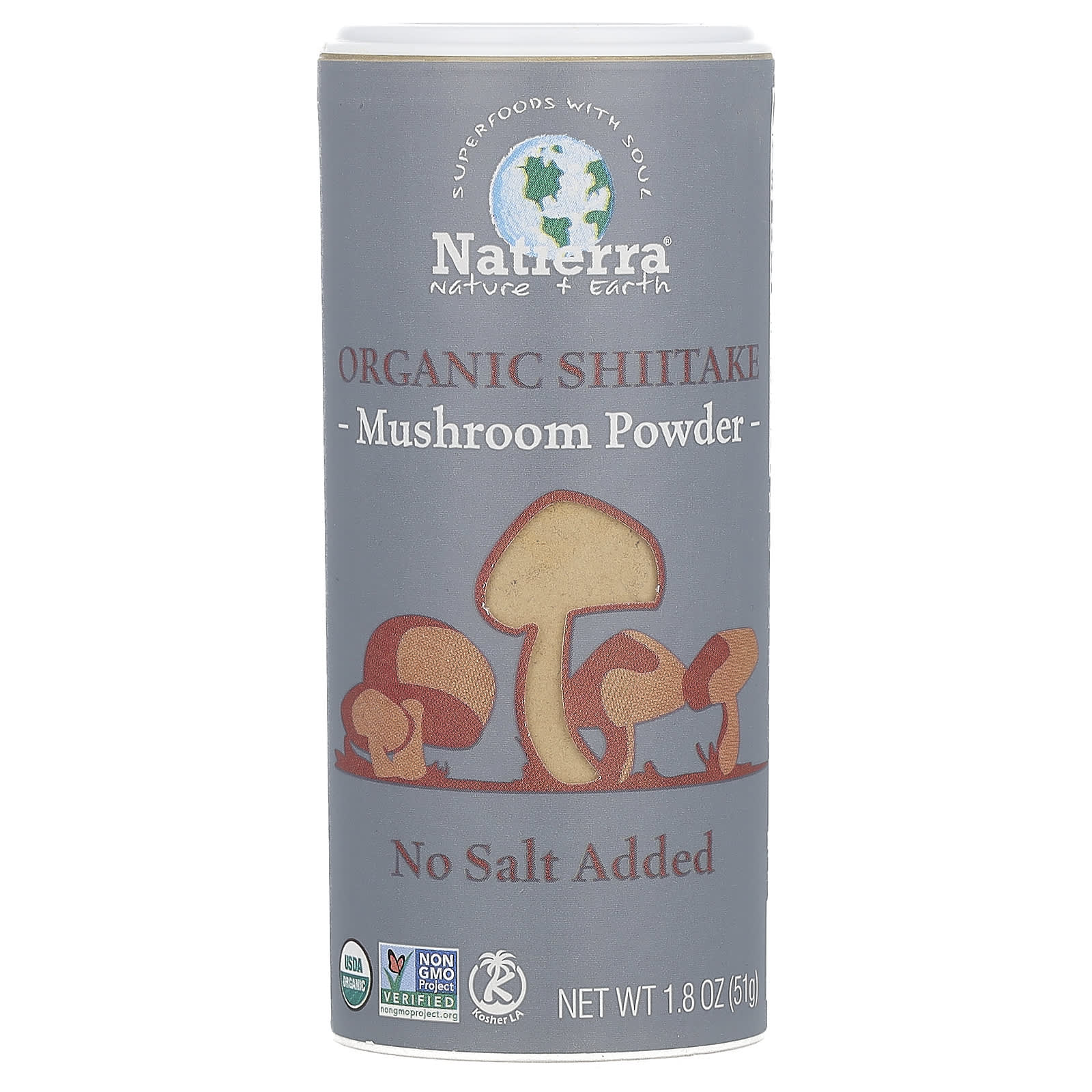 Natierra-Organic Shiitake Mushroom Powder Shaker-1.8 oz (51 g)