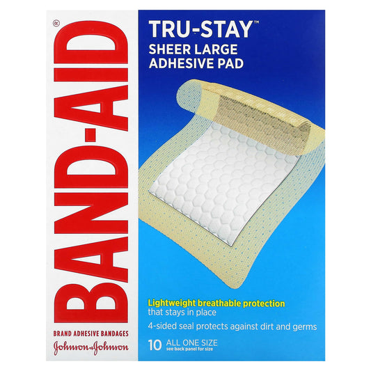 Band Aid-Adhesive Bandages-Tru-Stay Sheer Large Adhesive Pad-10 Pads