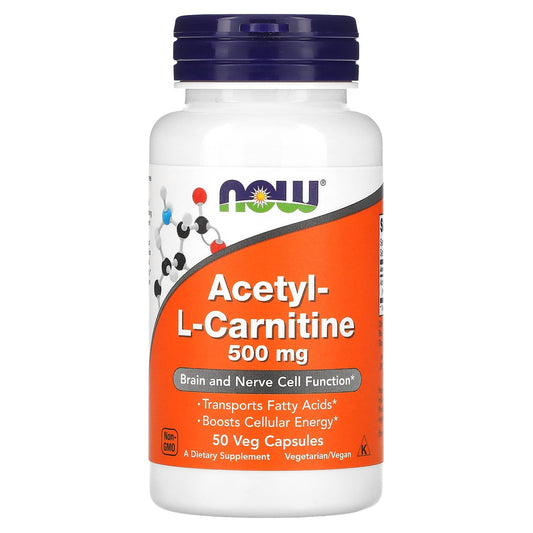 NOW Foods-Acetyl-L- Carnitine-500 mg- 50 Veg Capsules