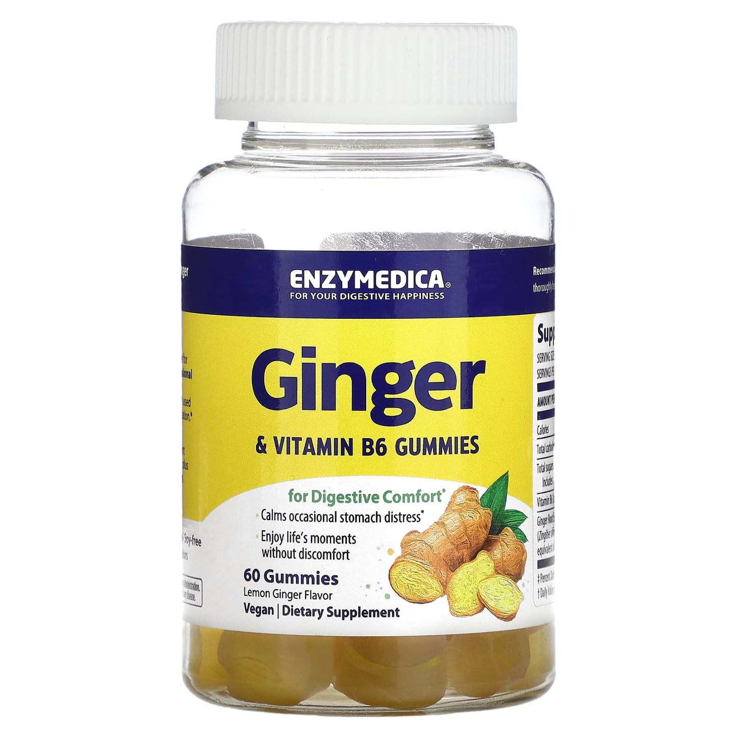 Enzymedica-Ginger & Vitamin B6-Lemon Ginger-60 Gummies