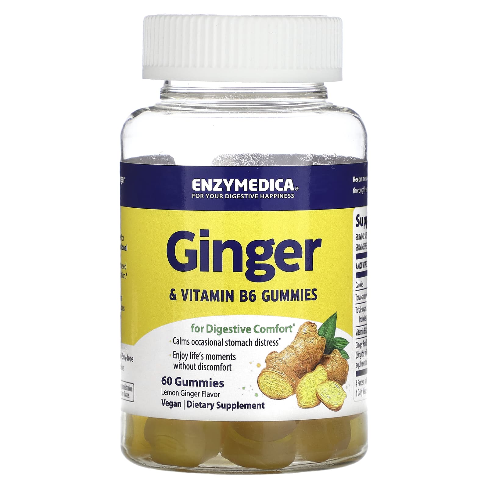 Enzymedica-Ginger & Vitamin B6-Lemon Ginger-60 Gummies