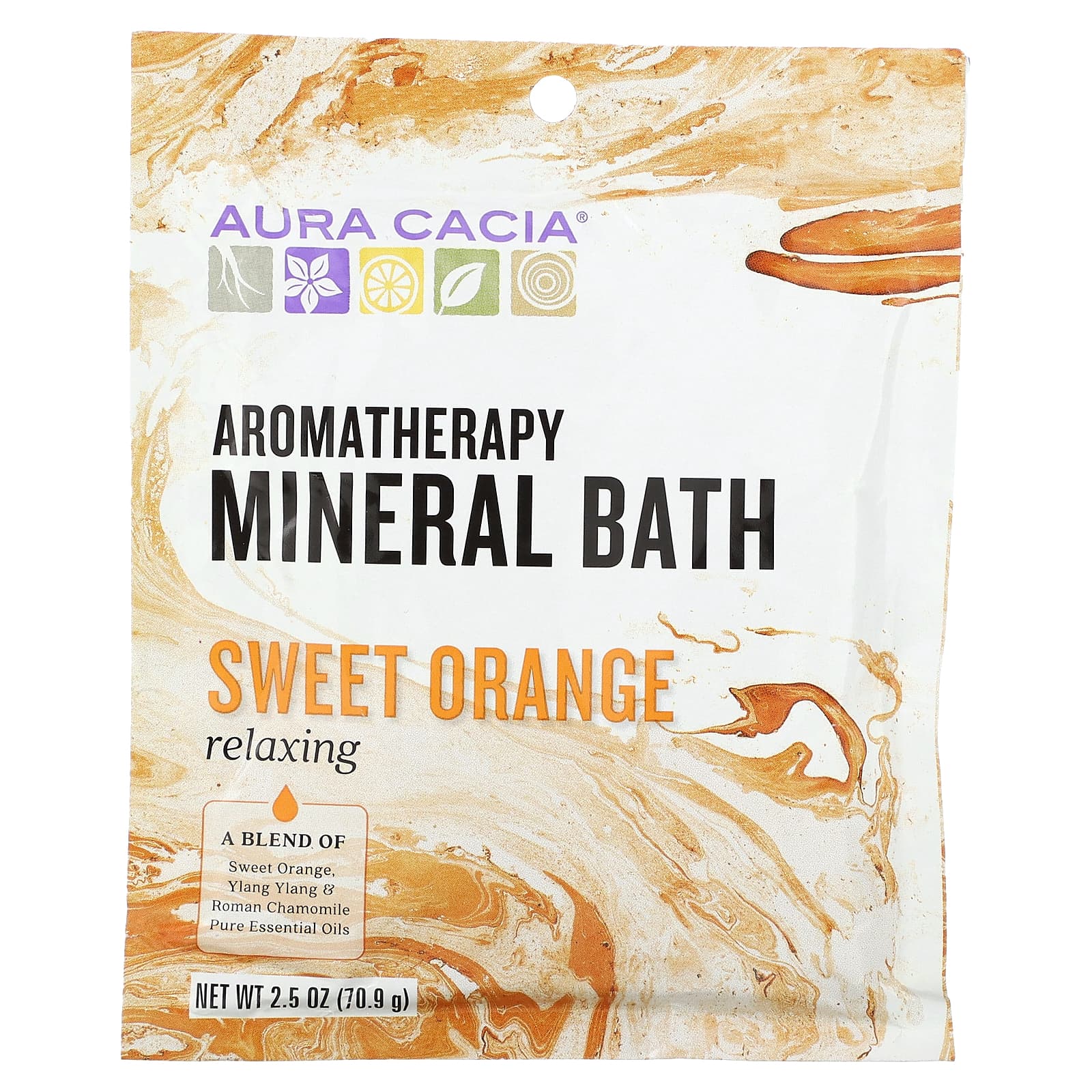 Aura Cacia-Aromatherapy Mineral Bath-Relaxing-Sweet Orange-2.5 oz (70.9 g)