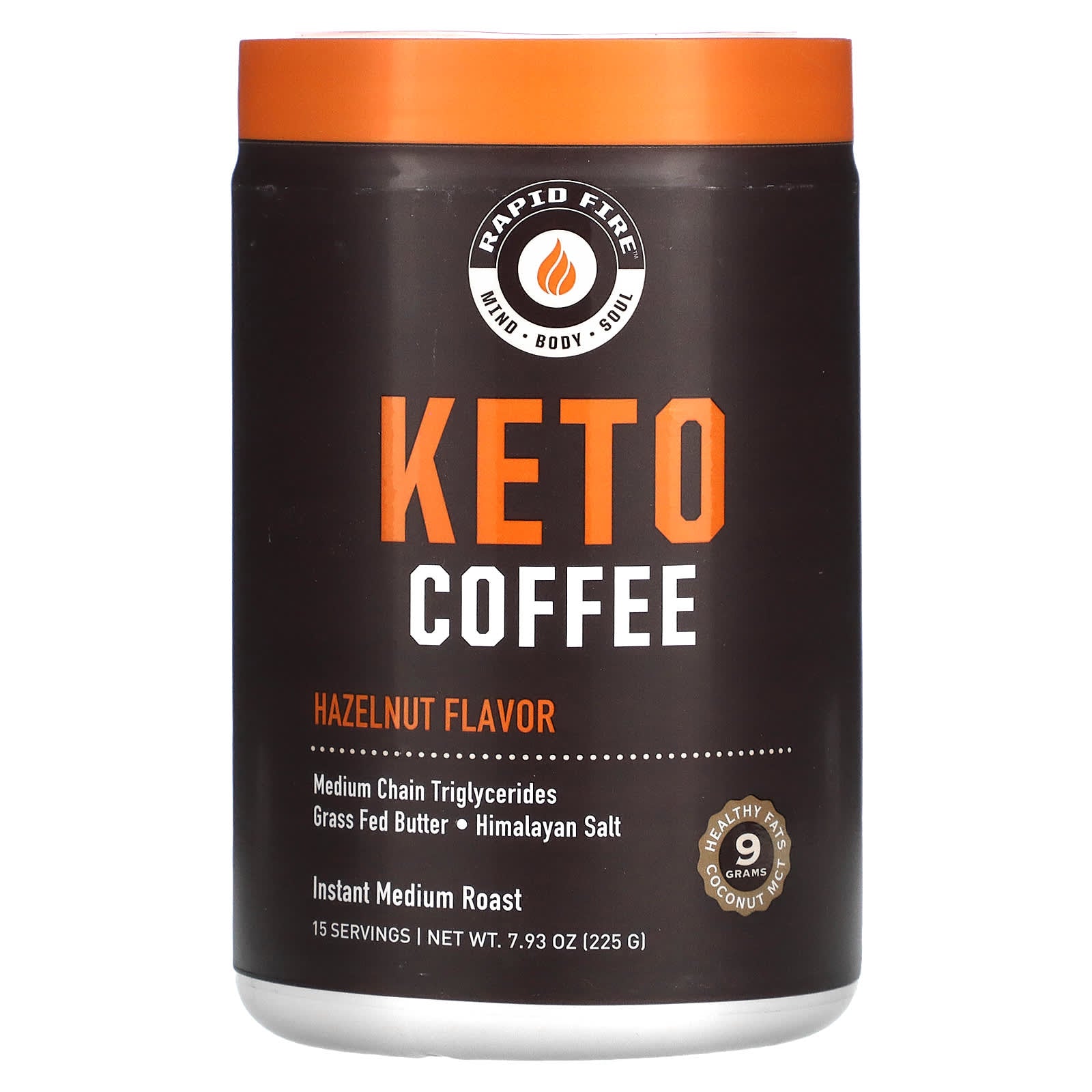 RAPIDFIRE-Keto Coffee-Hazelnut-Instant-Medium Roast-7.93 oz (225 g)