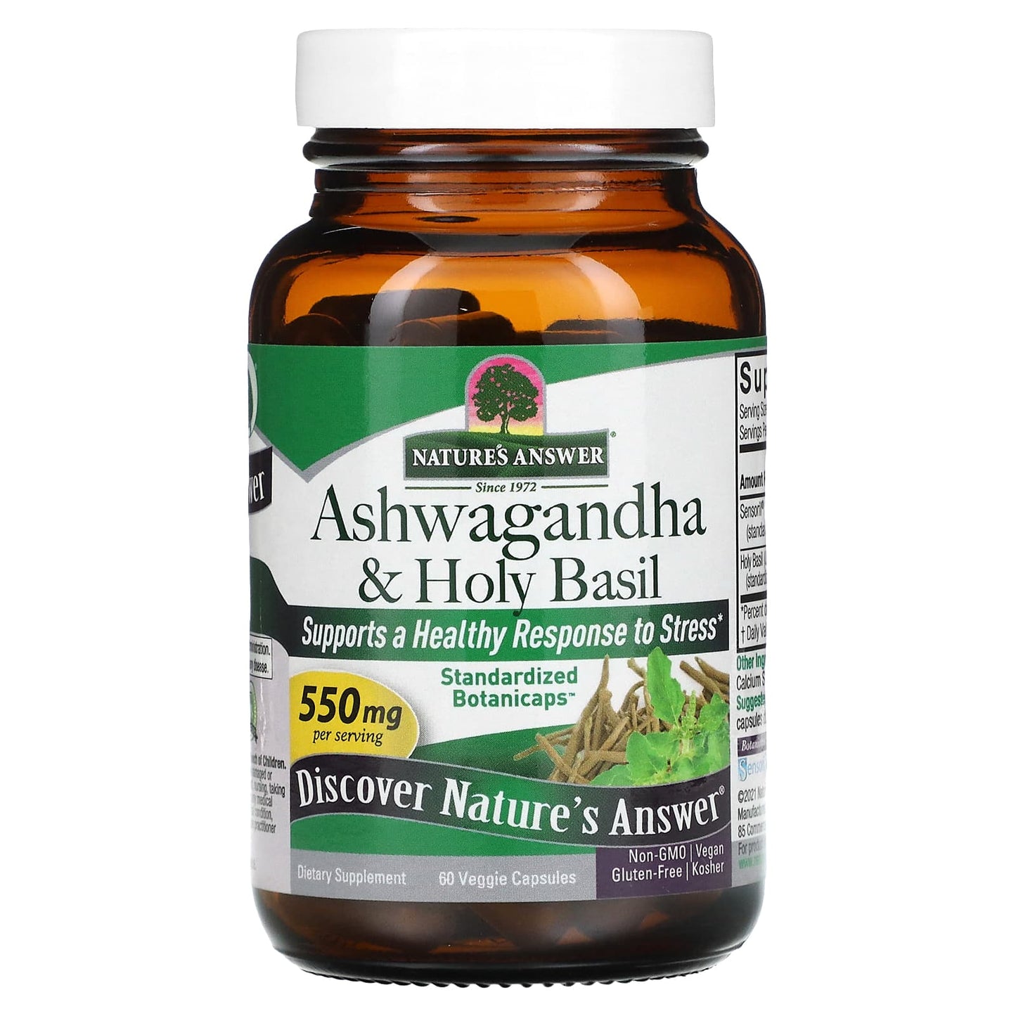 Nature's Answer, Ashwagandha & Holy Basil, 550 mg, 60 Veggie Capsules