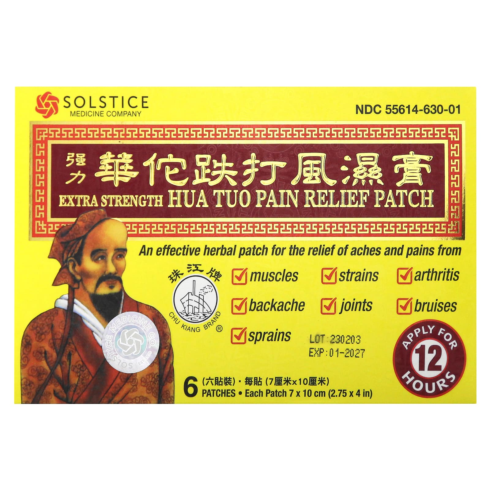 Chu Kiang Brand-Hua Tuo Pain  Relief Patch-Extra Strength-6 Patches