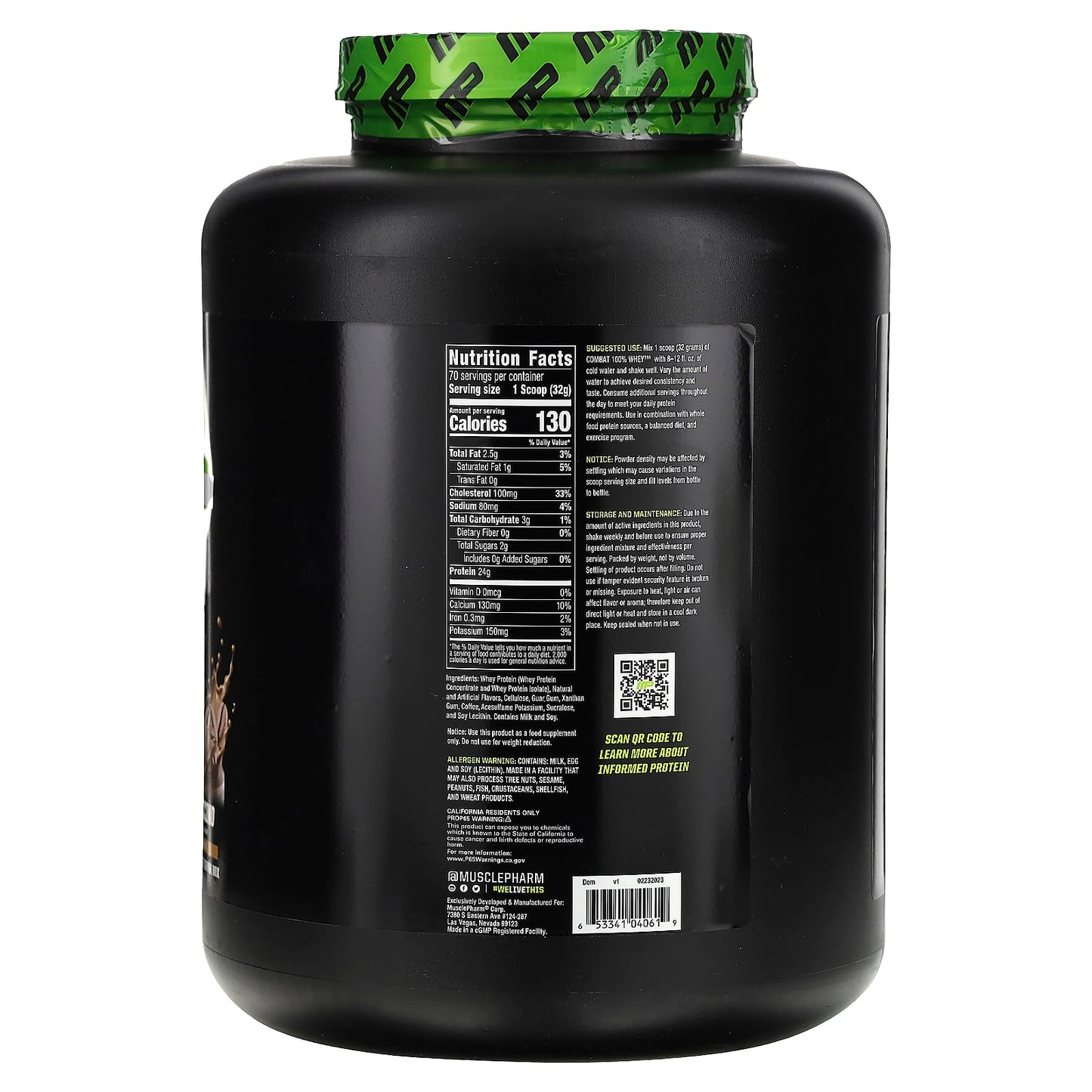 MusclePharm, Combat 100% Whey Protein, Cappuccino, 5 lb (2.24 kg)