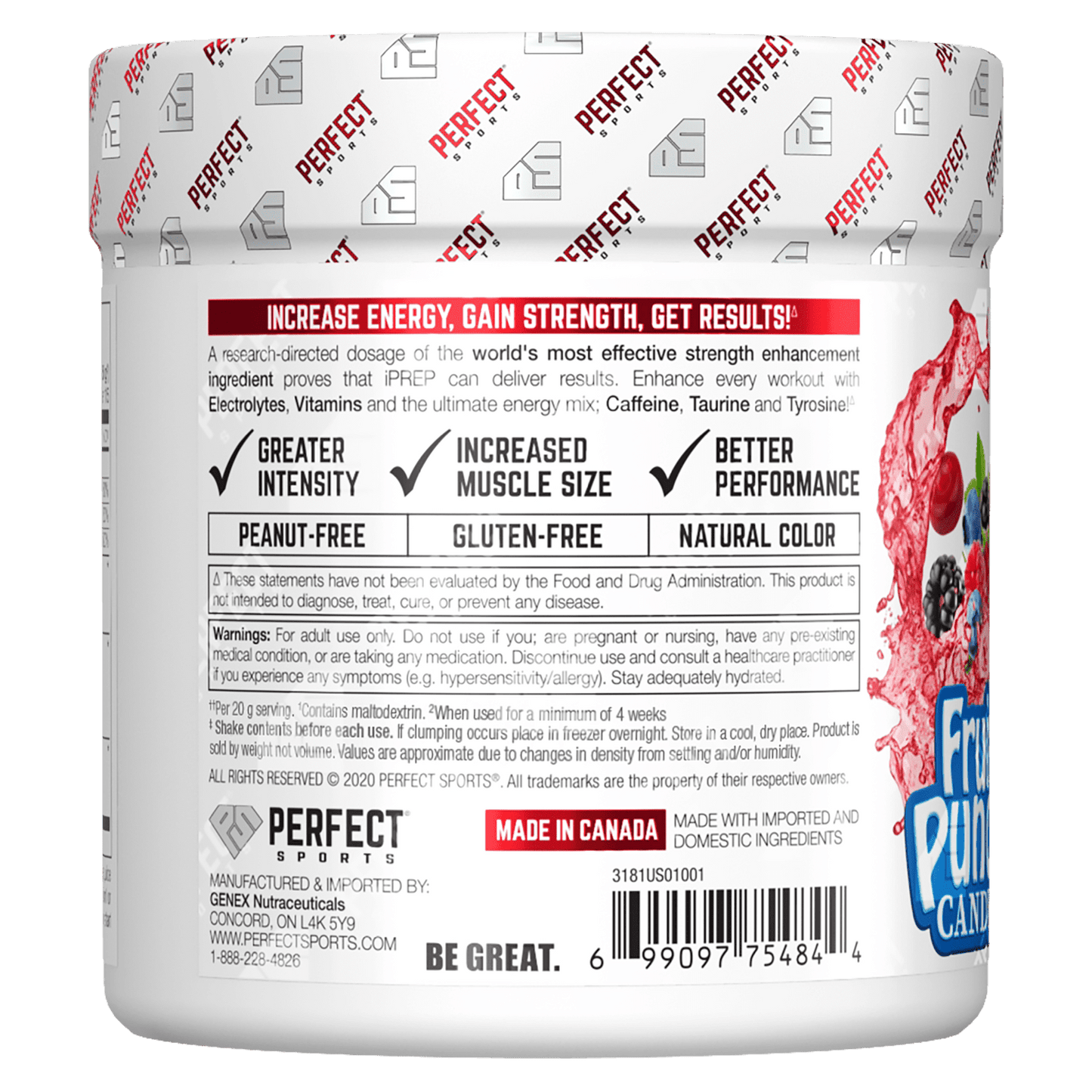 Perfect Sports, iPrep, Advanced Pre-Workout, Fruit Punch Candy, 10.6 oz (300 g)