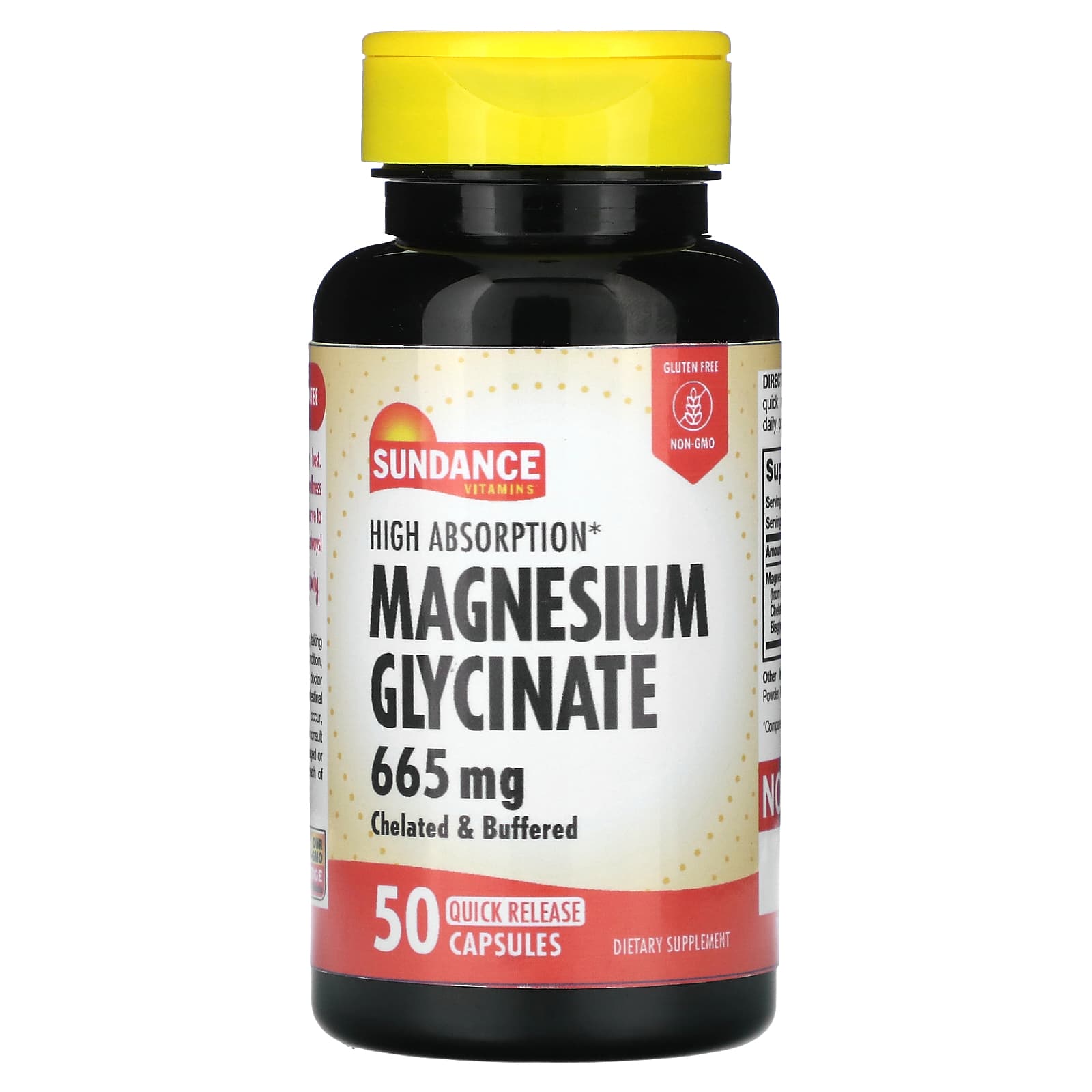 Sundance Vitamins-High Absorption Magnesium Glycinate-665 mg-50 Quick Release Capsules