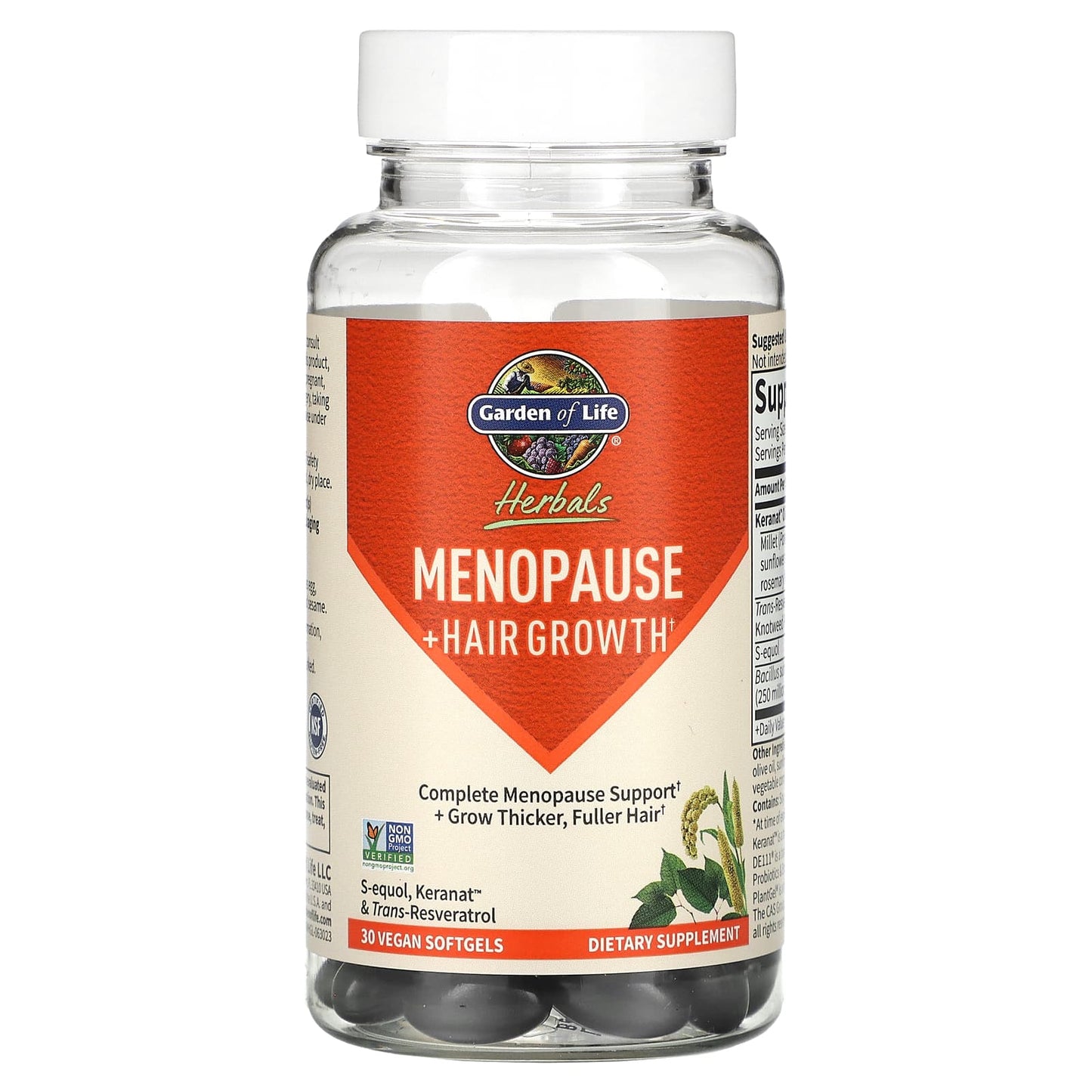 Garden of Life, Herbals, Menopause + Hair Growth, Berry, 30 Vegan Softgels