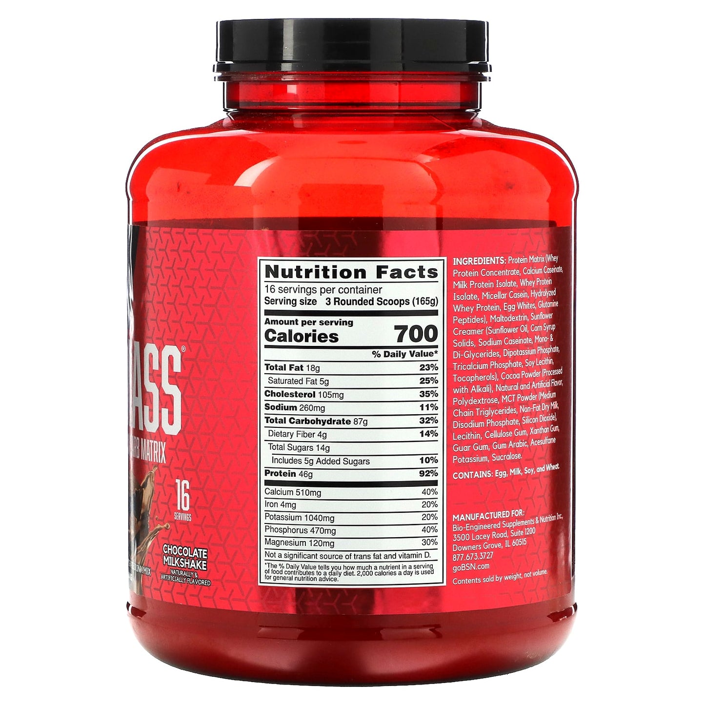 BSN, True-Mass, Ultra Premium Protein/Carb Matrix, Chocolate Milkshake, 5.82 lbs (2.64 kg)