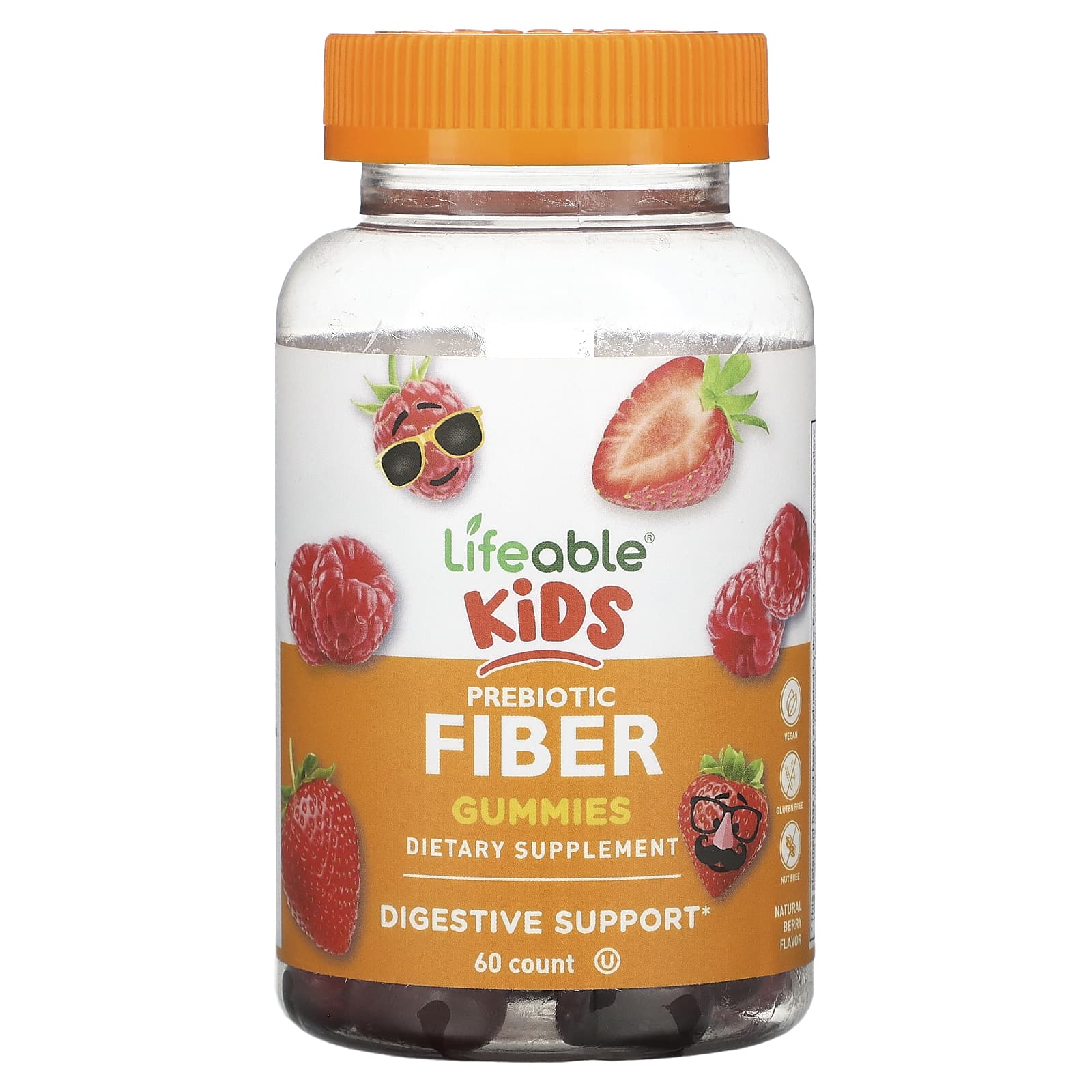 Lifeable-Kids Prebiotic Fiber Gummies-Natural Berry-60 Gummies