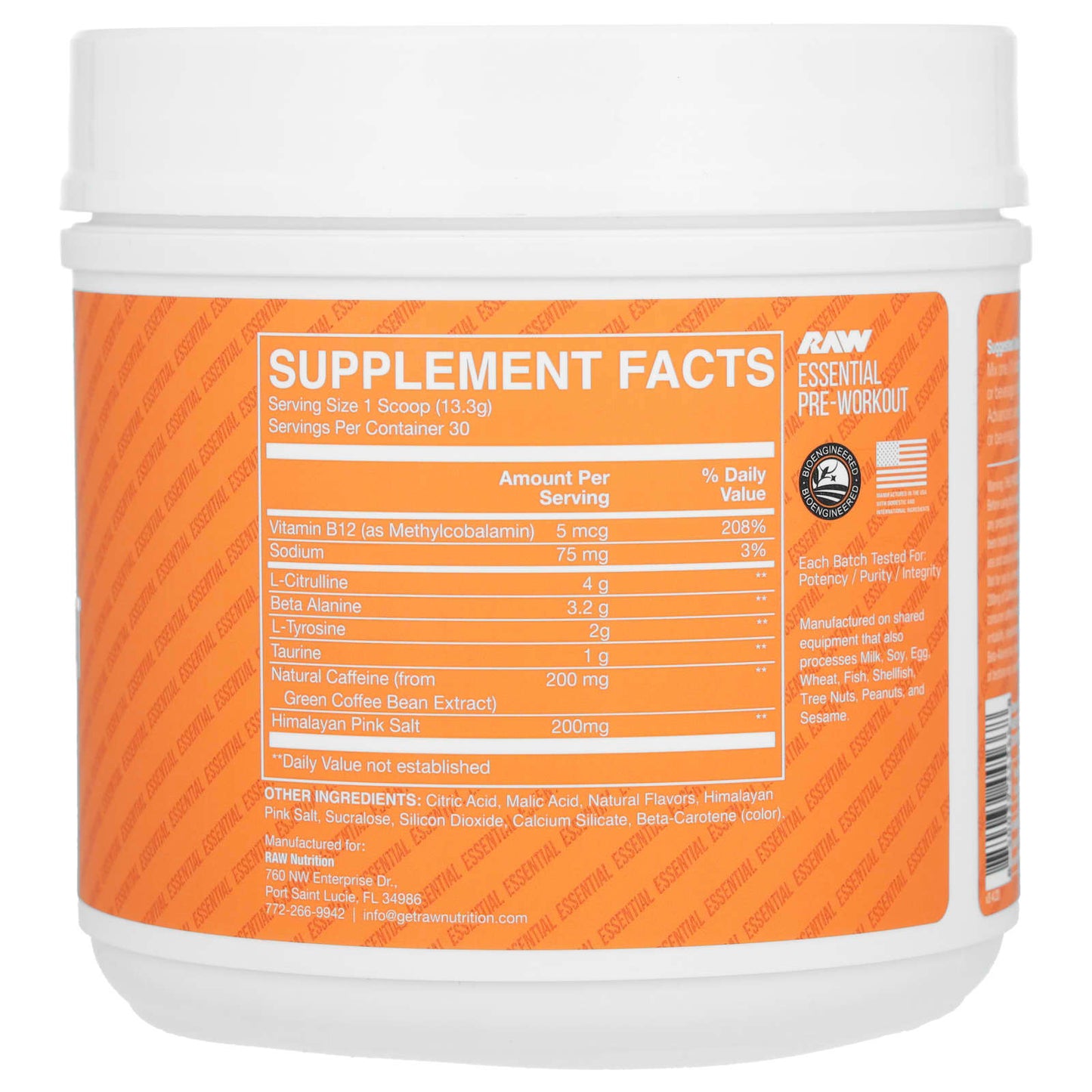 Raw Nutrition, Bum, Essential Pre-Workout, Orange, 14.07 oz (399 g)