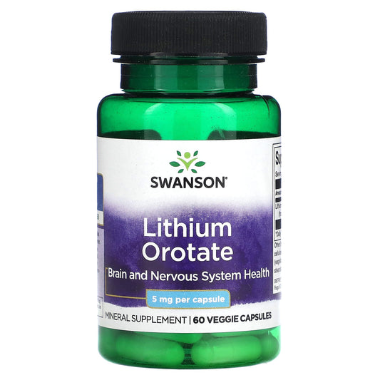 Swanson-Lithium Orotate-5 mg-60 Veggie Capsules