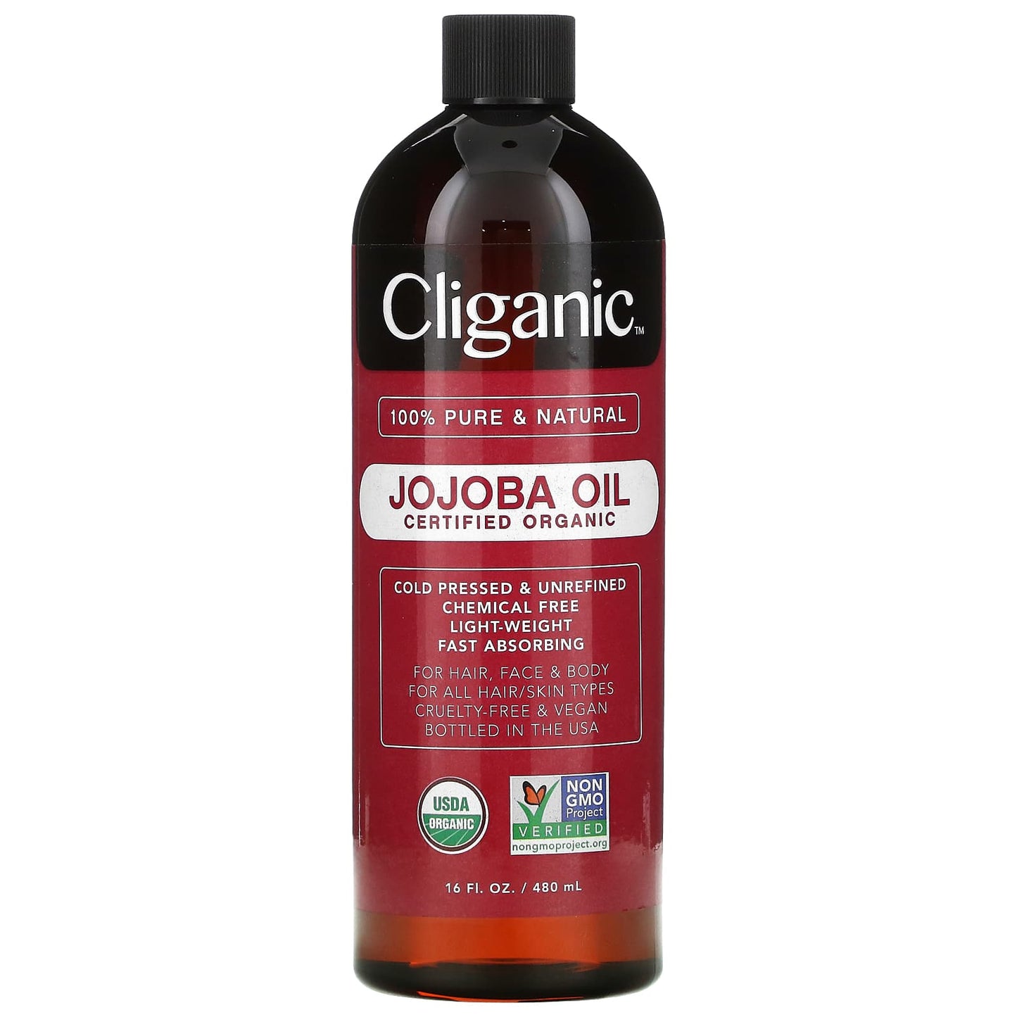 Cliganic-100% Pure & Natural-Organic Jojoba Oil-16 fl oz (473 ml)