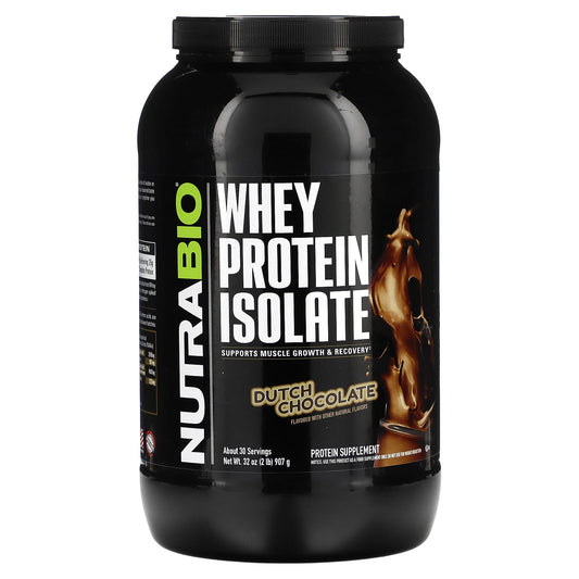 NutraBio-Whey Protein Isolate-Dutch Chocolate-2 lb (907 g)