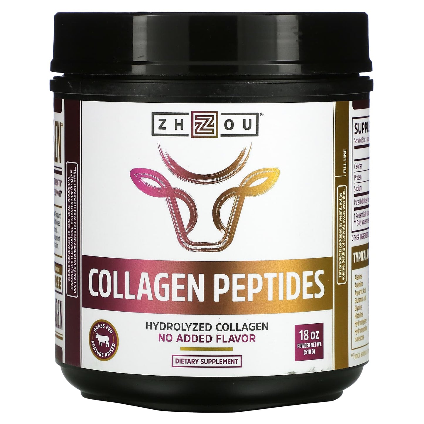 Zhou Nutrition-Collagen Peptides-Hydrolyzed Collagen-No Added Flavor-18 oz (510 g)