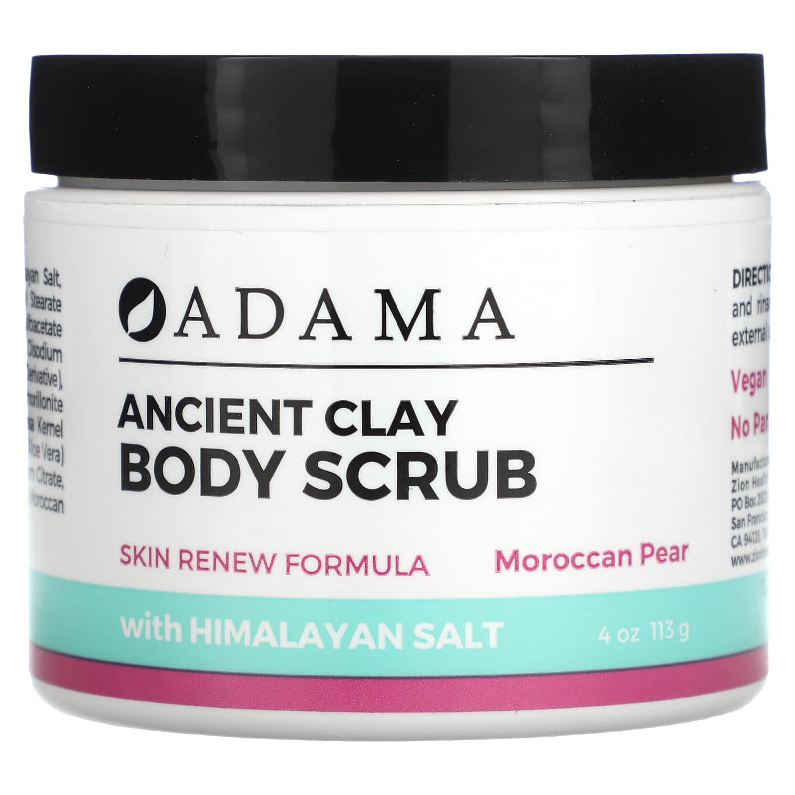 Zion Health-Adama-Ancient Clay-Body Scrub-Moroccan Pear-4 oz (113 g)