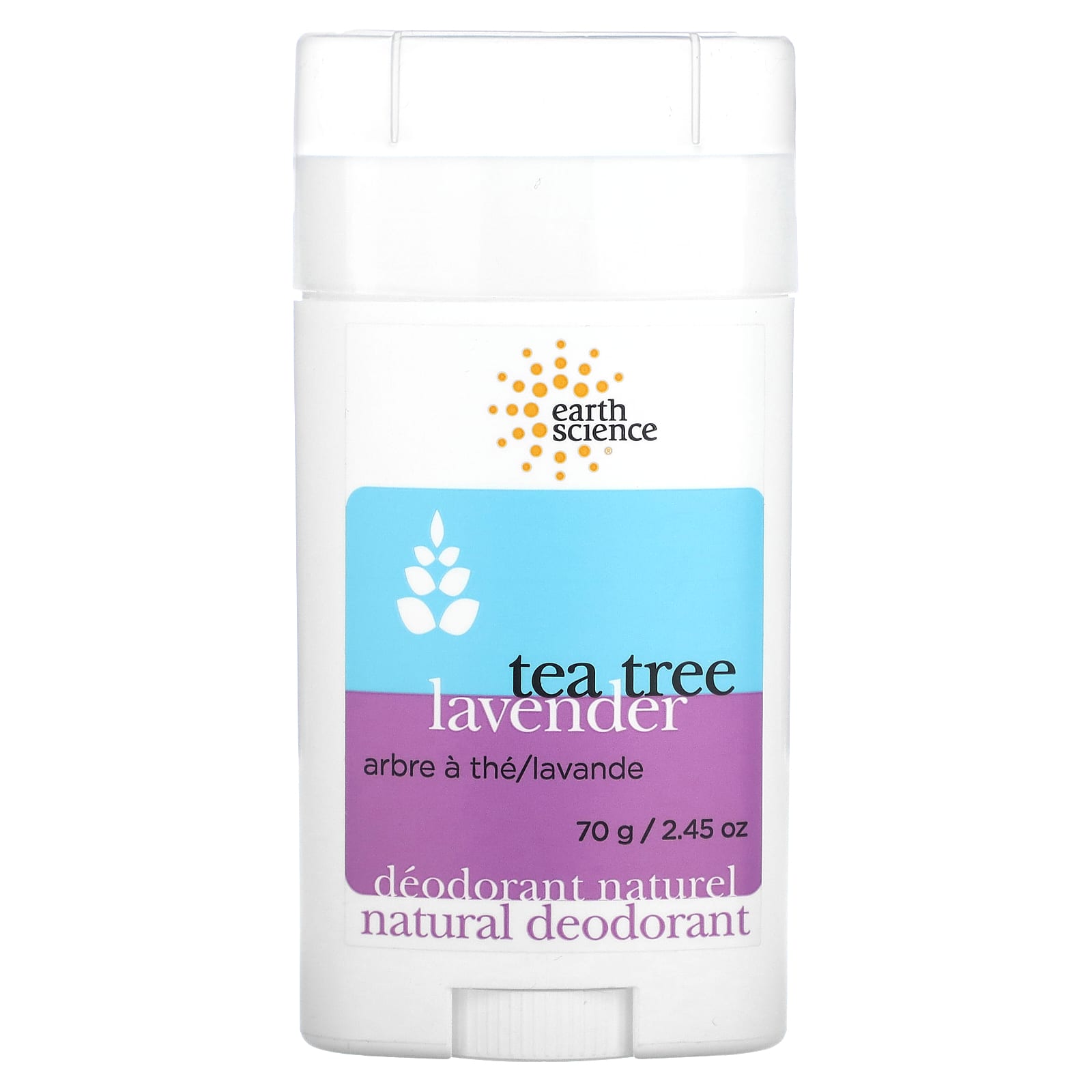 Earth Science-Natural Deodorant-Tea Tree & Lavender-2.45 oz (70 g)