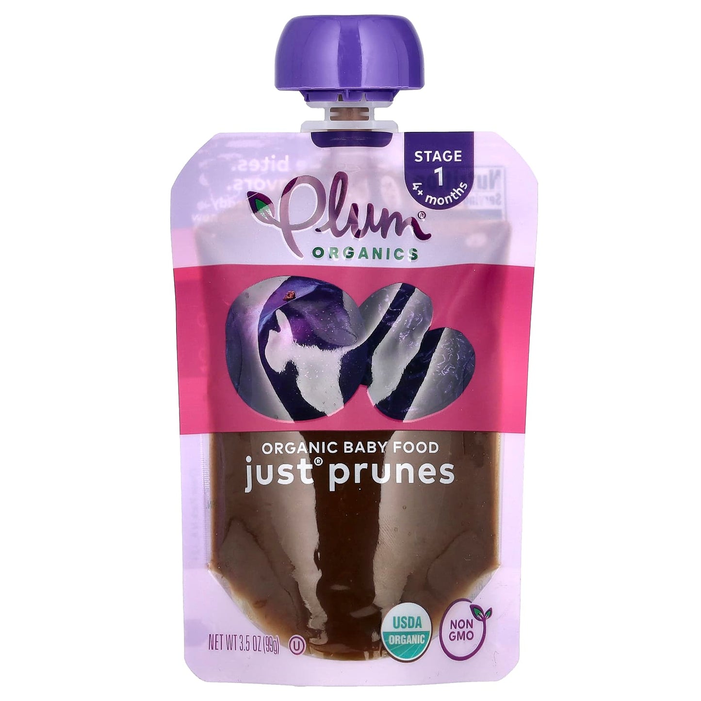 Plum Organics-Organic Baby Food-4 Months+-Just Prunes-3.5 oz (99 g)