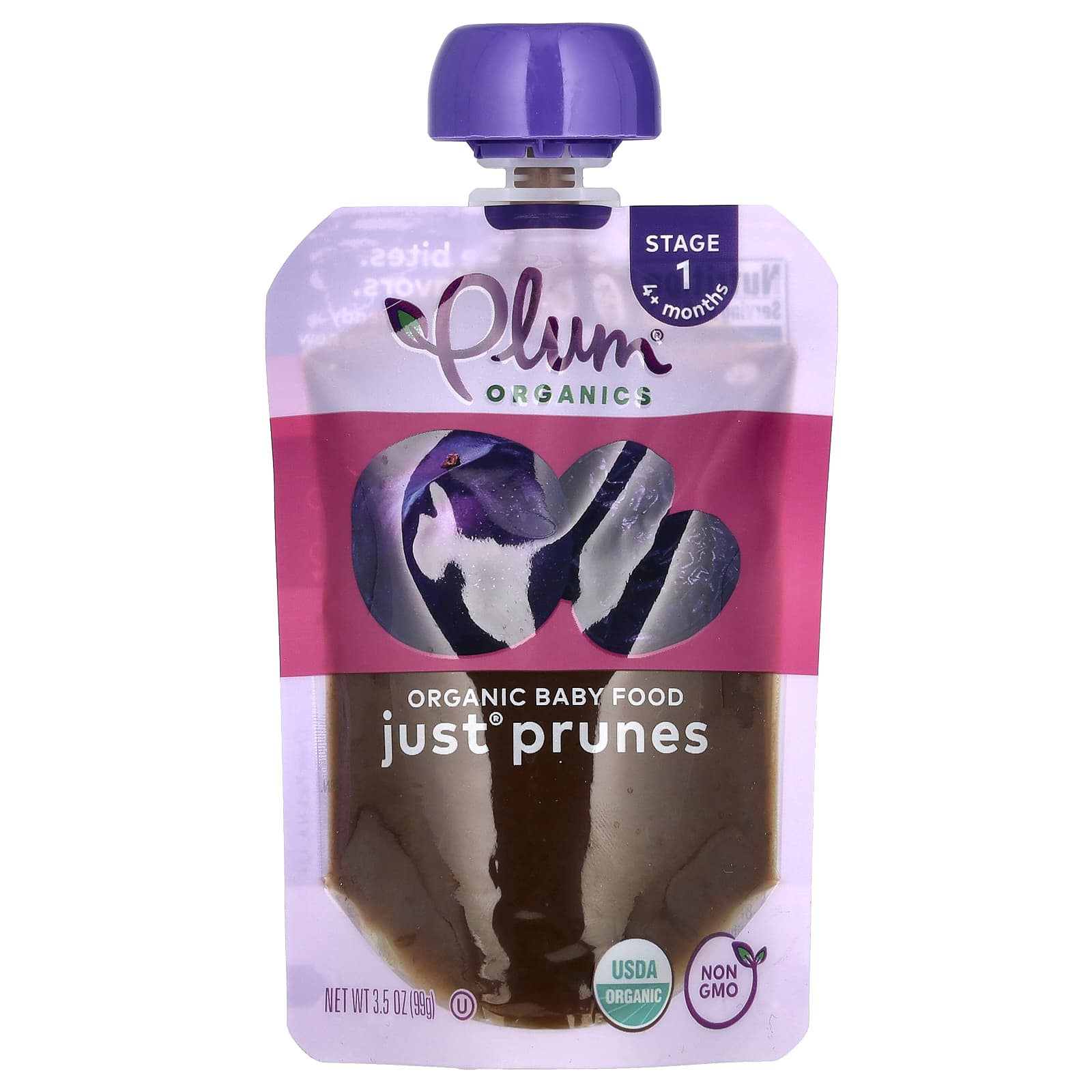 Plum Organics-Organic Baby Food-4 Months+-Just Prunes-3.5 oz (99 g)