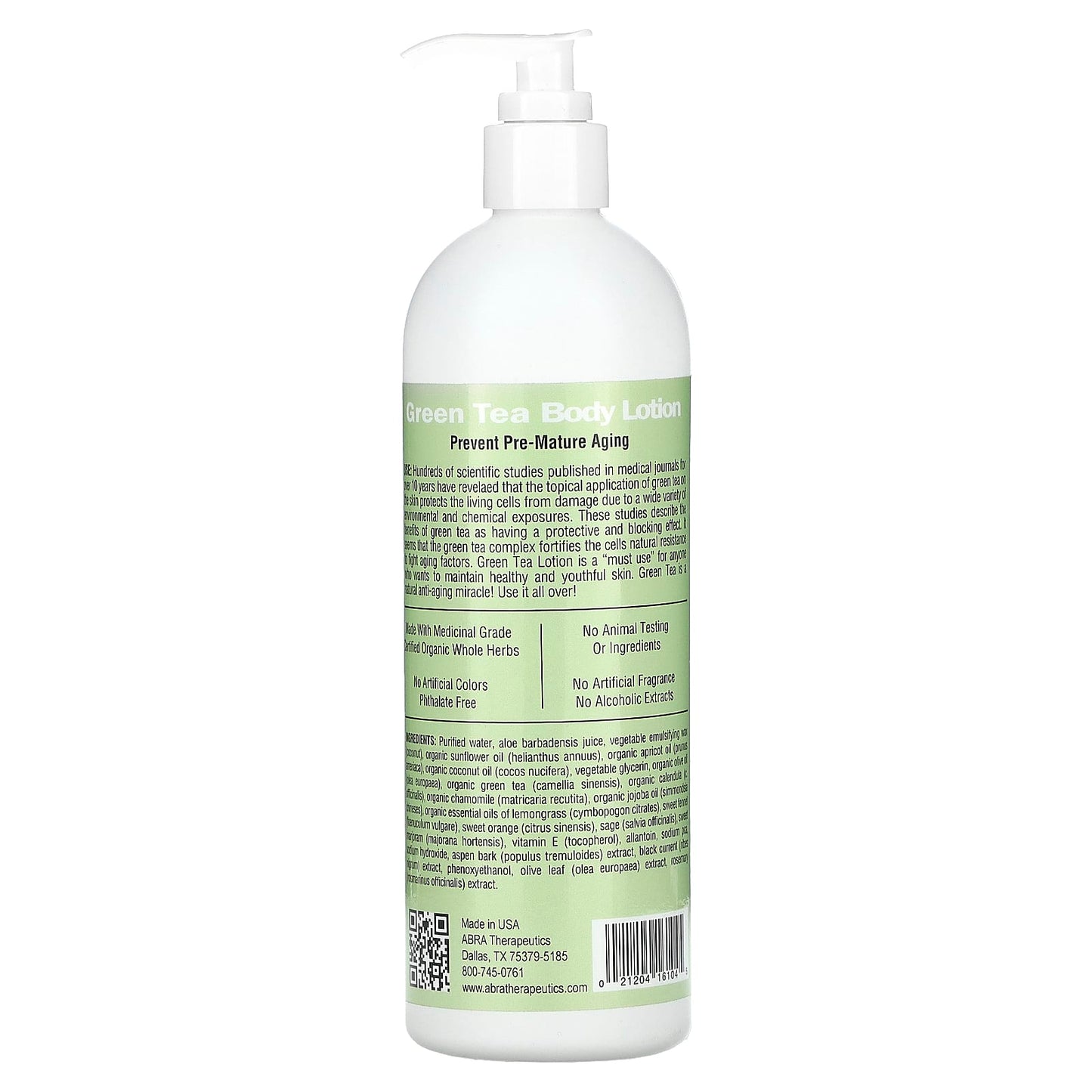 Abra Therapeutics, Green Tea Therapeutic Lotion, 16 fl oz (475 ml)