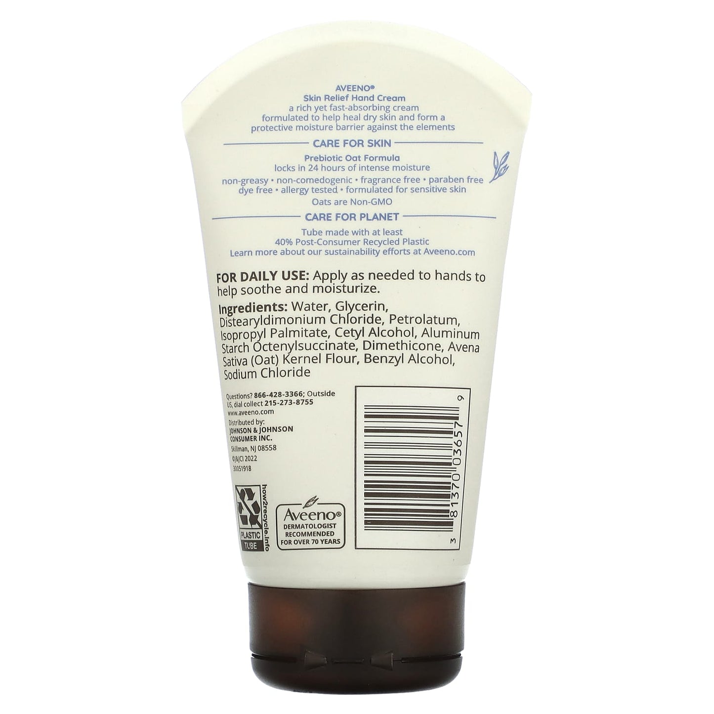 Aveeno, Skin Relief Hand Cream, Fragrance Free, 3.5 oz (100 g)