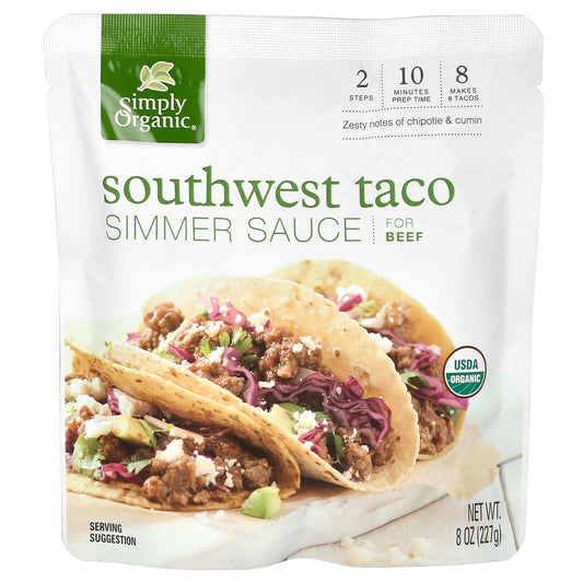 Simply Organic-Southwest Taco Simmer Sauce For Beef-8 oz (227 g)