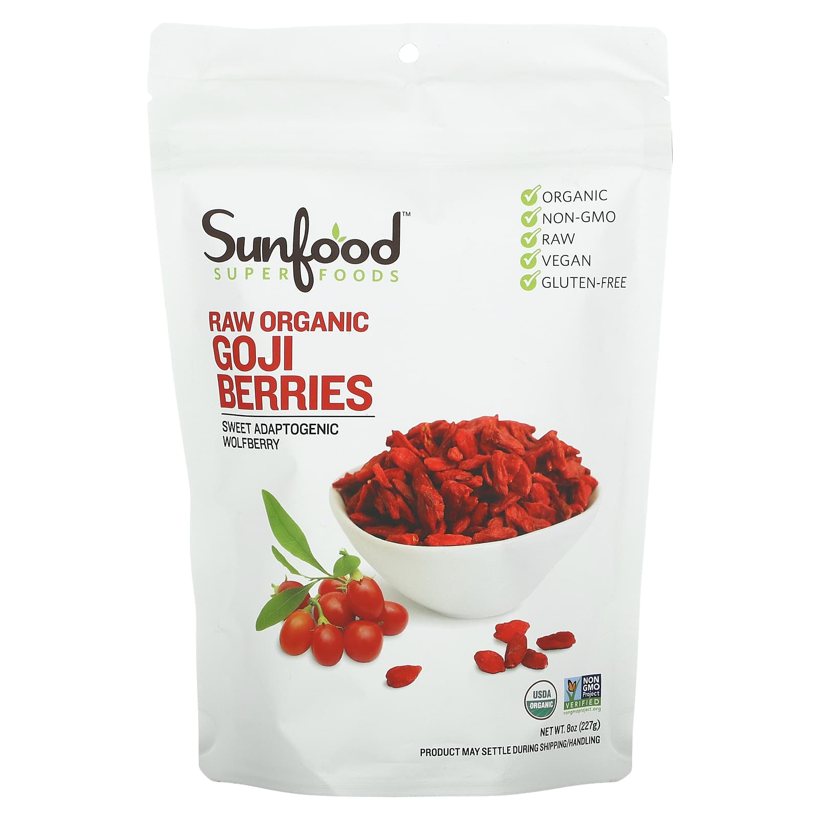 Sunfood-Raw Organic Goji Berries-8 oz (227 g)