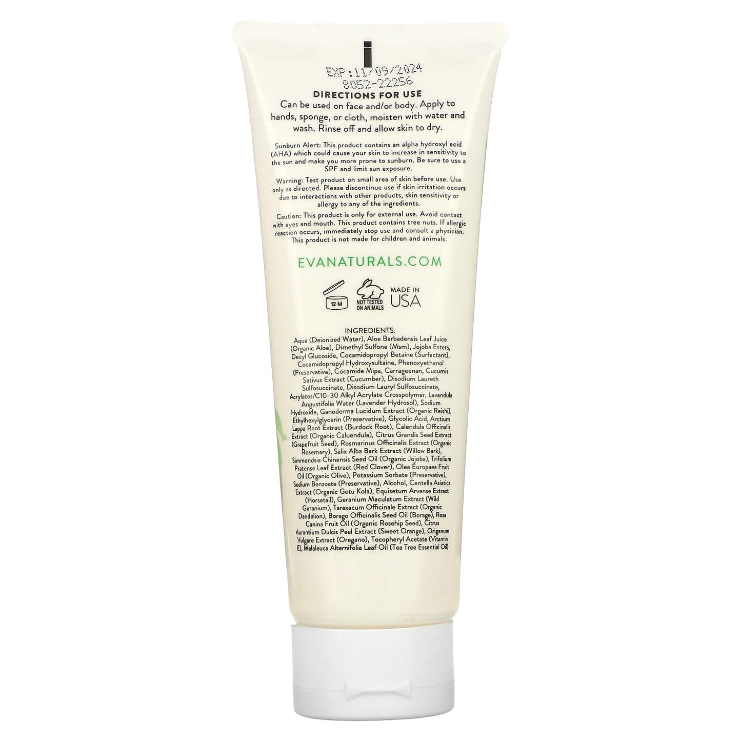 Eva Naturals, Glycolic Acid Facial Cleanser, 6 oz (117 ml)