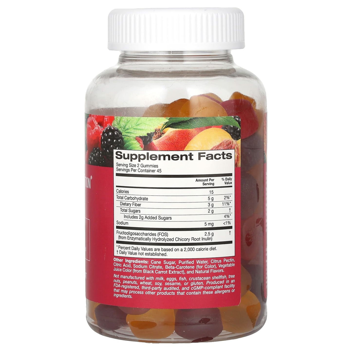 California Gold Nutrition, Fiber Gummies, Natural Blackberry, Peach & Raspberry Flavors,  90 Vegetarian Gummies