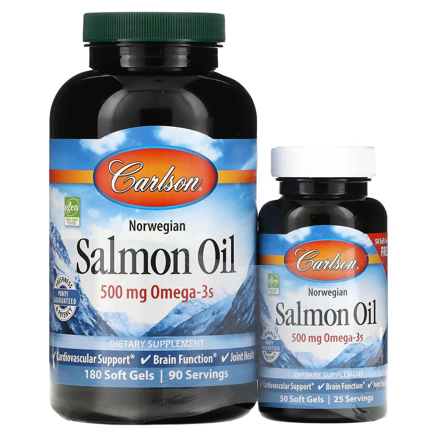 Carlson-Norwegian-Salmon Oil-500 mg-180 + 50 Soft Gels (250 mg per Soft Gel)