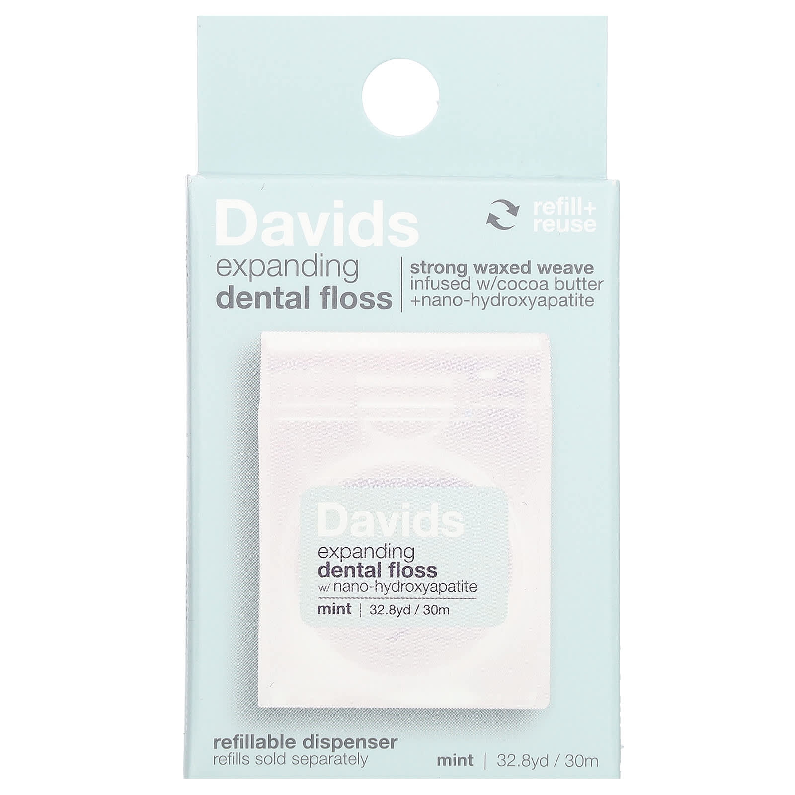 Davids Natural Toothpaste-Expanding Dental Floss-Mint-32.8 yd (30 m)