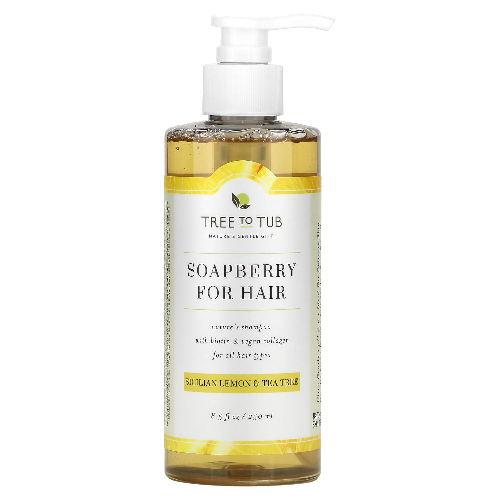 Tree To Tub-Soapberry For Hair Shampoo-For All Hair Types-Sicilian Lemon & Tea Tree-8.5 fl oz (250 ml)