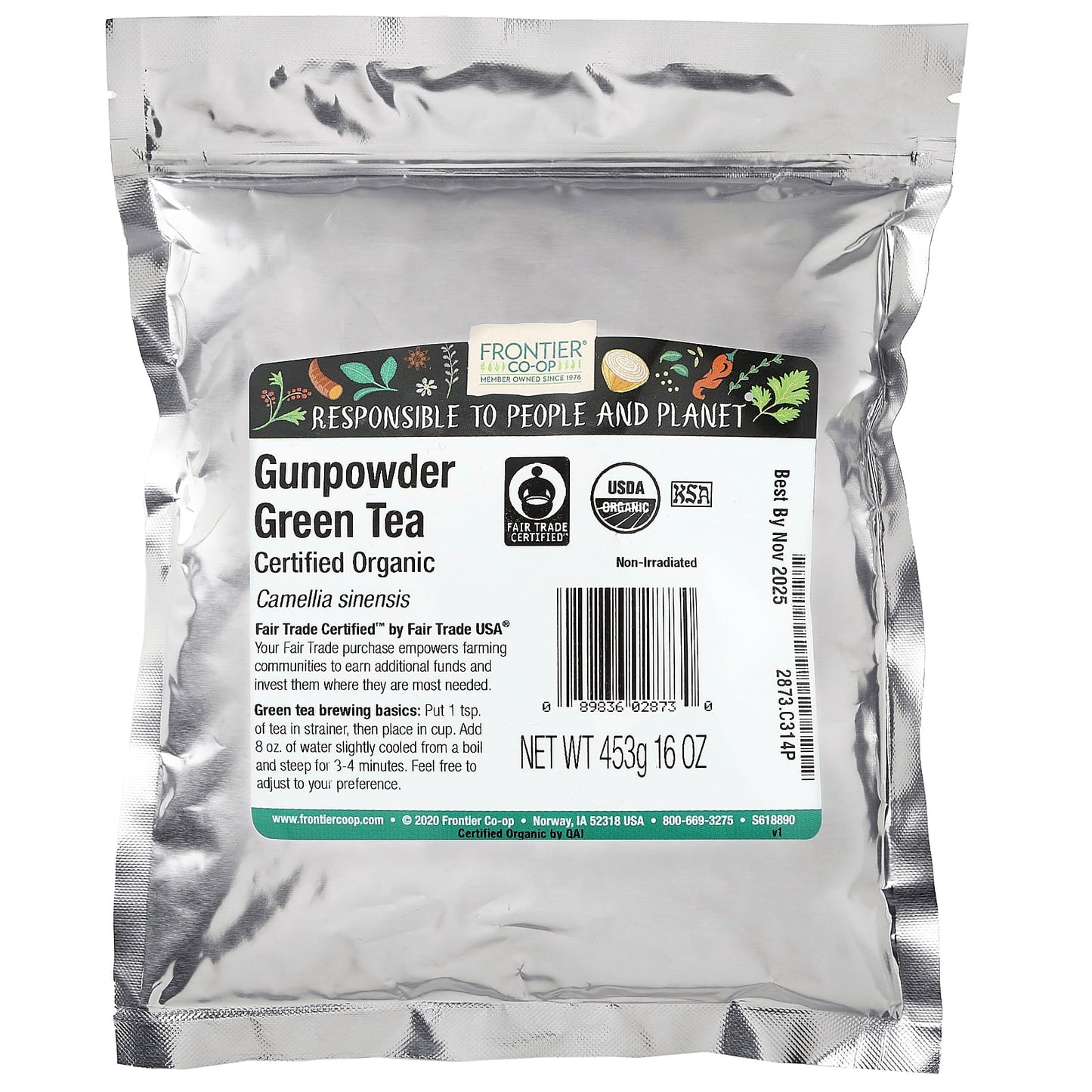 Frontier Co-op, Organic Gunpowder Green Tea, 16 oz (453 g)