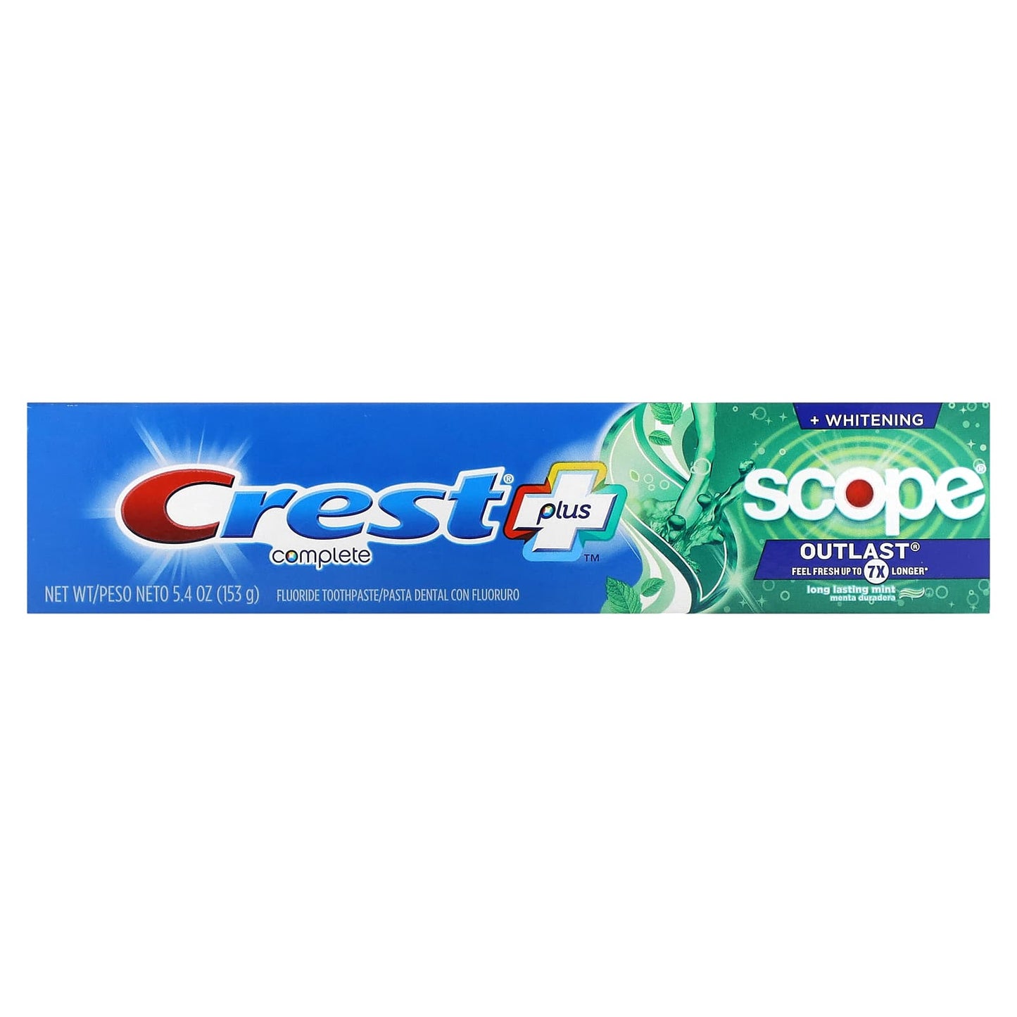 Crest, Complete, Scope, Outlast Plus Whitening,  Fluoride Toothpaste, Long Lasting Mint, 5.4 oz (153 g)