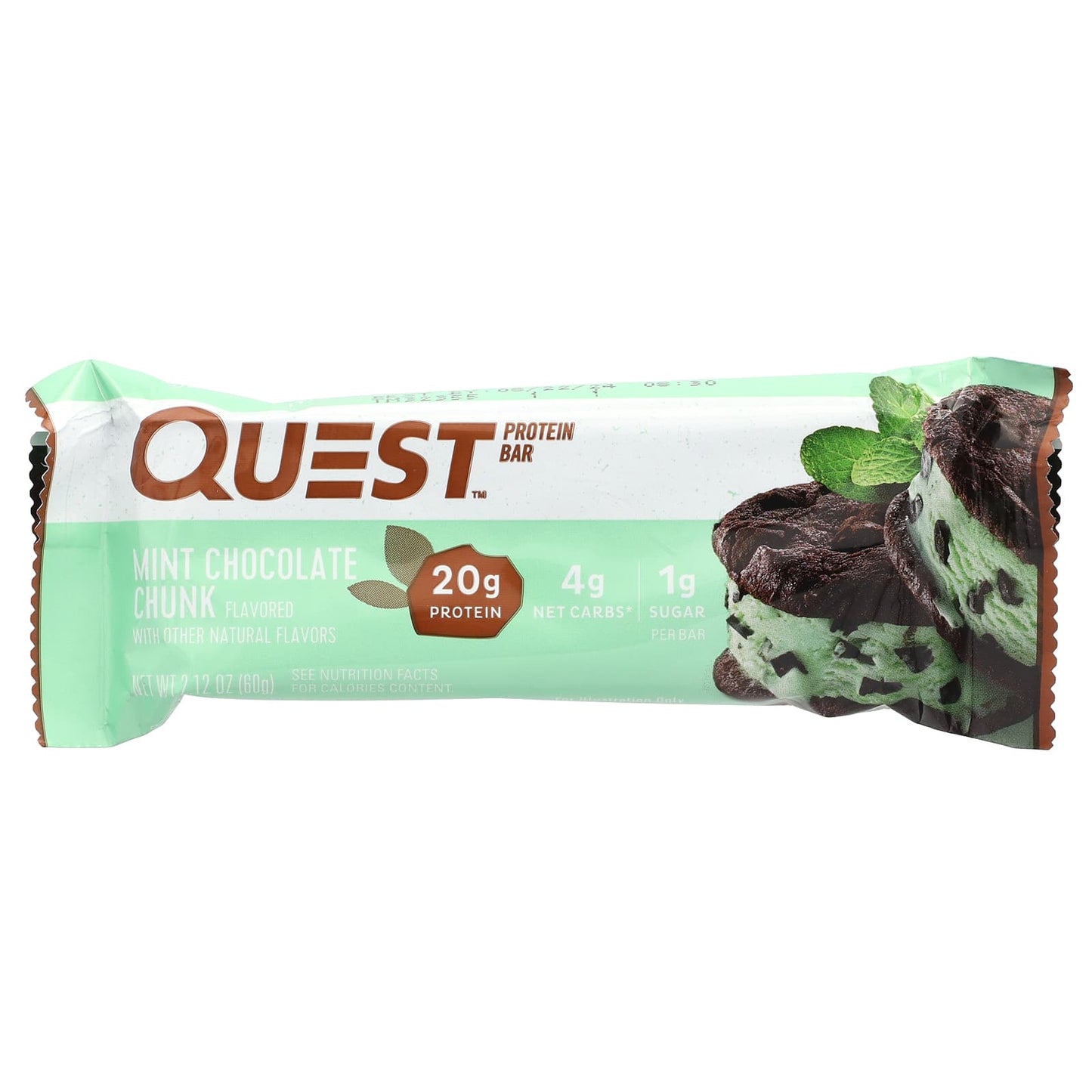 Quest Nutrition, Protein Bar, Mint Chocolate Chunk, 4 Bars, 2.12 oz (60 g) Each