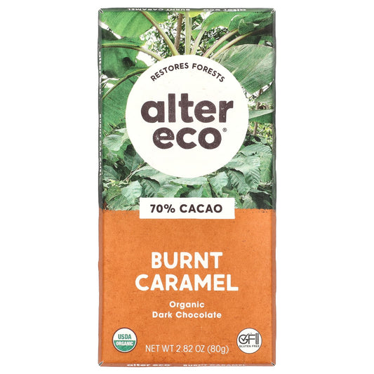 Alter Eco-Organic Dark Chocolate Bar-Burnt Caramel-70% Cacao-2.82 oz (80 g)