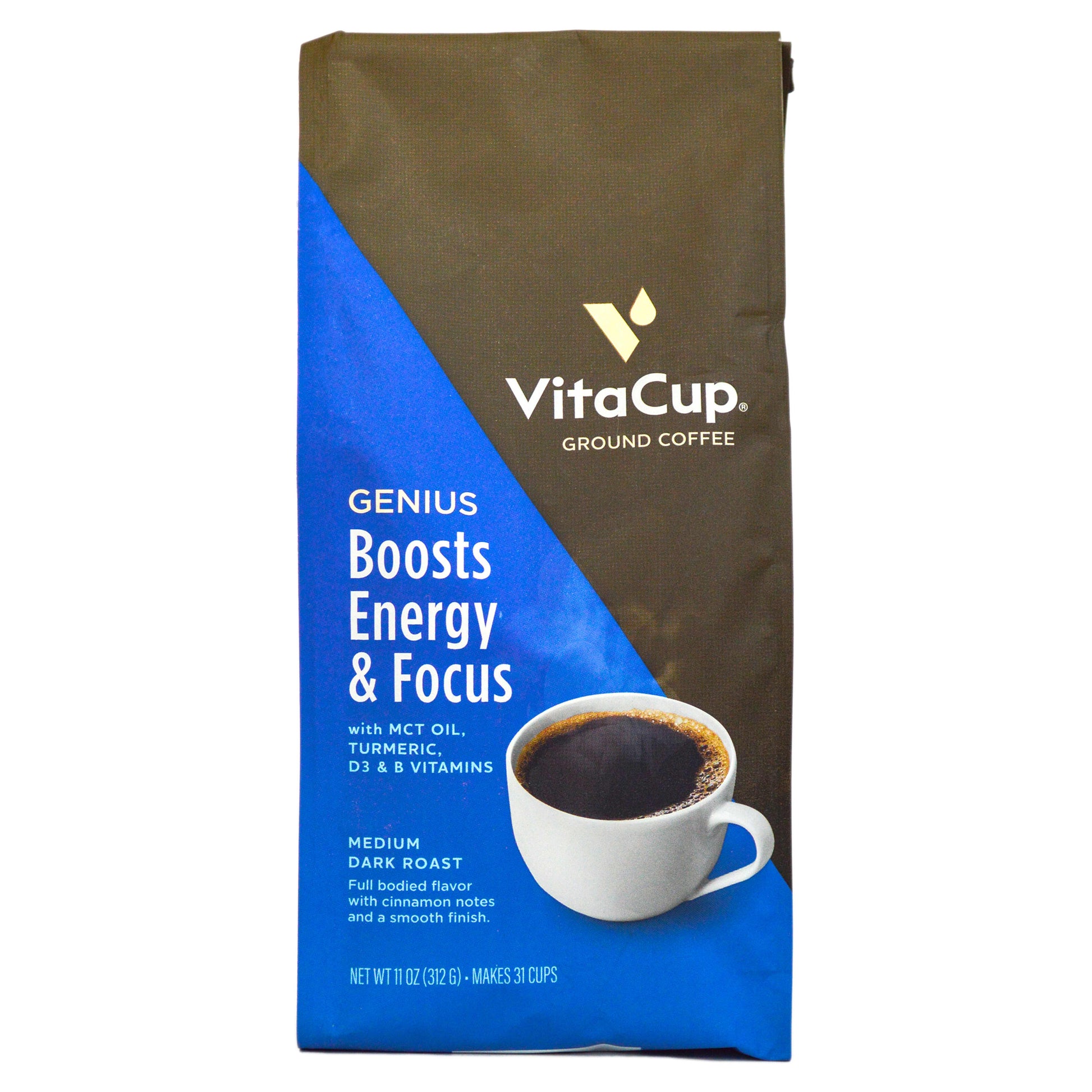 VitaCup-Genius Coffee-Ground-Medium-Dark Roast-11 oz (312 g)