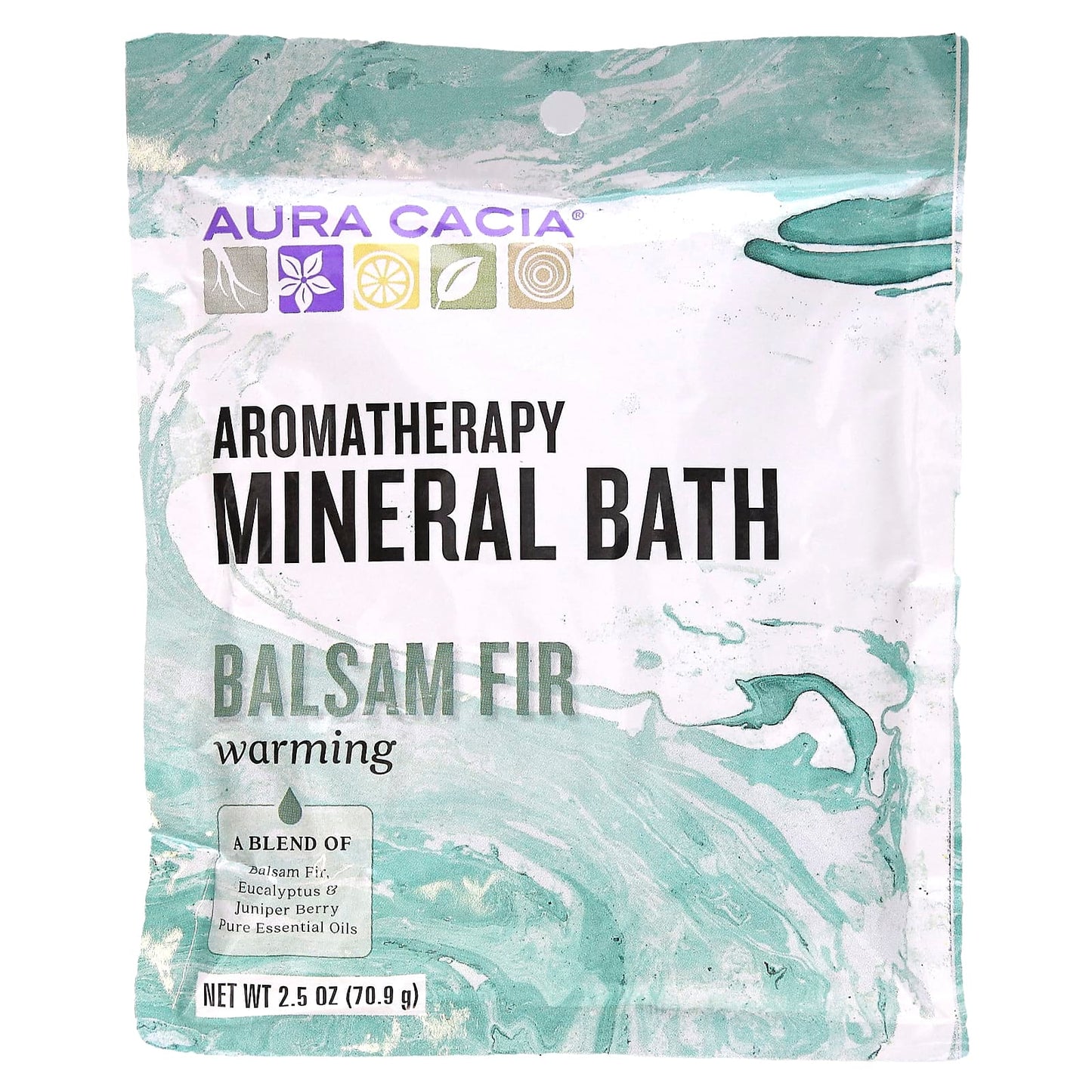 Aura Cacia-Aromatherapy Mineral Bath-Warming Balsam Fir-2.5 oz (70.9 g)