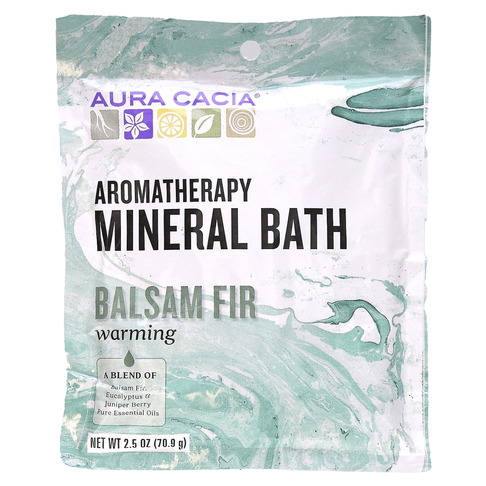 Aura Cacia-Aromatherapy Mineral Bath-Warming Balsam Fir-2.5 oz (70.9 g)