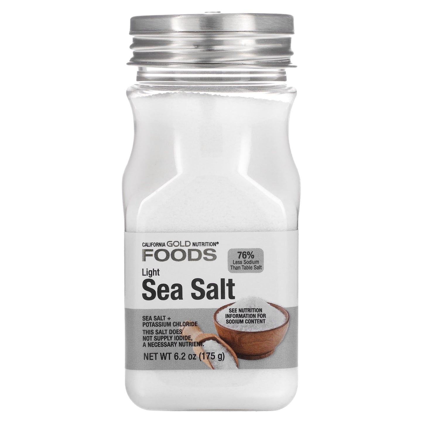 California Gold Nutrition-FOODS - Light Sea Salt-6.2 oz (175 g)