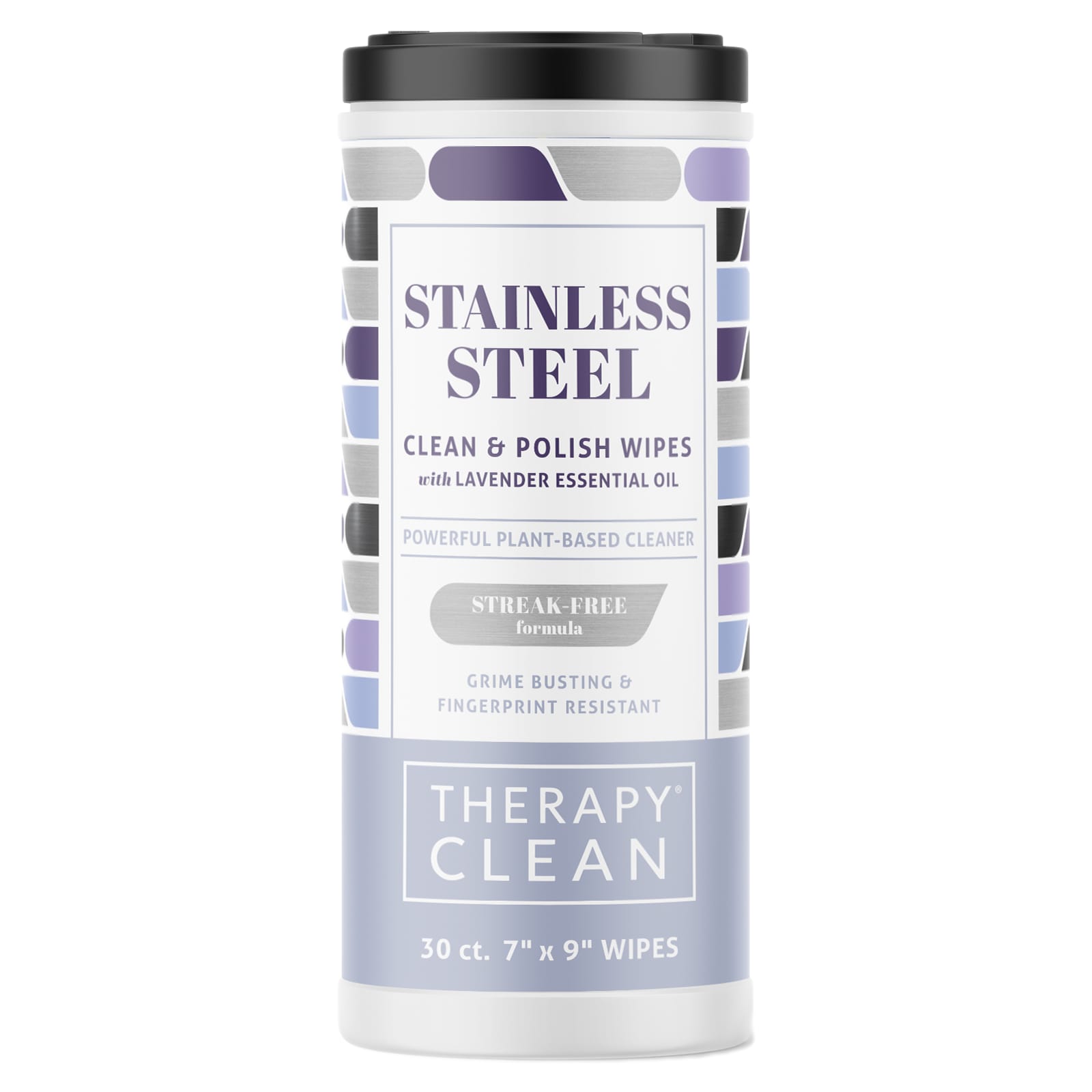 Therapy Clean-Stainless Steel-Clean & Polish Wipes with Lavender Essential Oil-30 Wipes