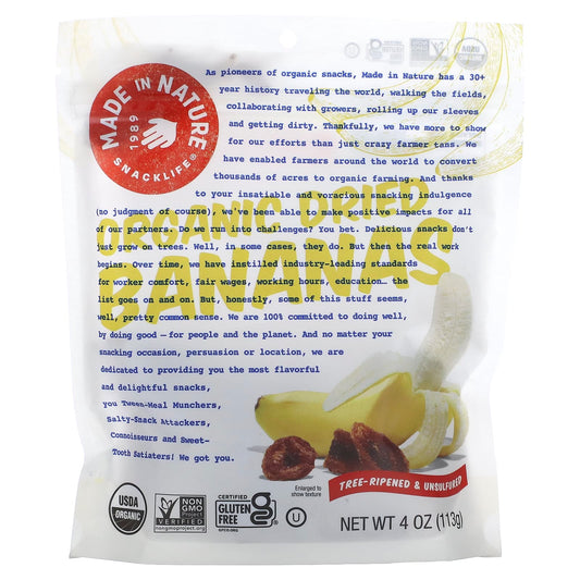 Made in Nature-Organic Dried Banana-Tree-Ripened & Unsulfured-4 oz (113 g)