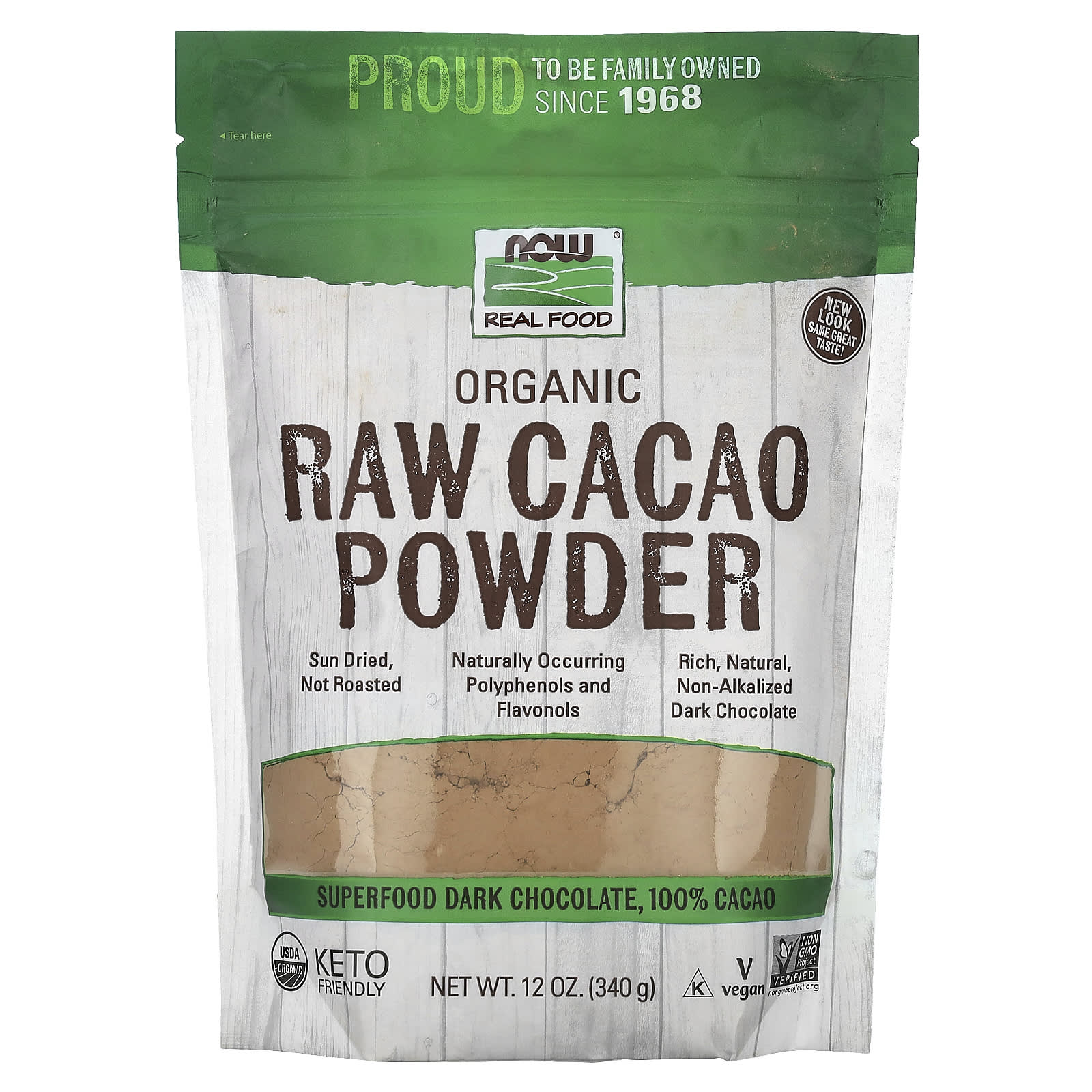 NOW Foods-Real Food-Organic Raw Cacao Powder-12 oz (340 g)