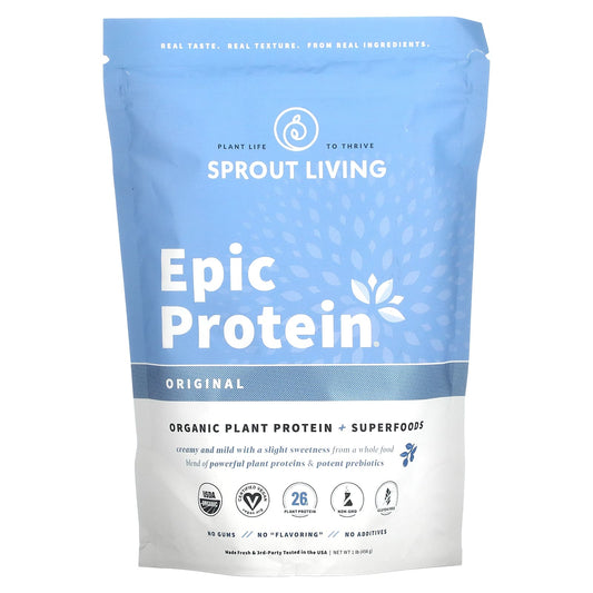 Sprout Living-Epic Protein-Organic Plant Protein + Superfoods-Original-1 lb (456 g)