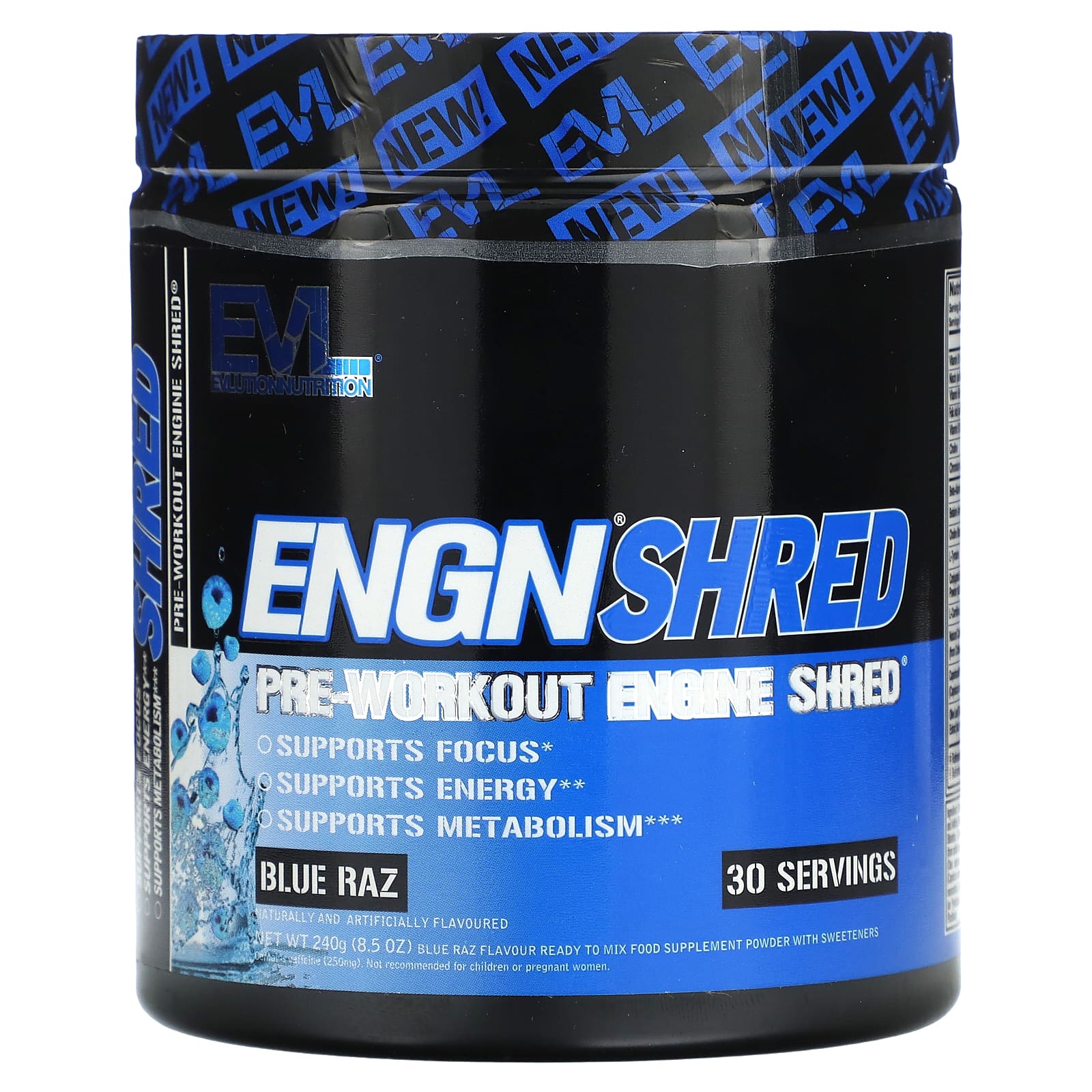 EVLution Nutrition-ENGN Shred-Pre-Workout Engine Shred-Blue Raz-8.5 oz (240 g)