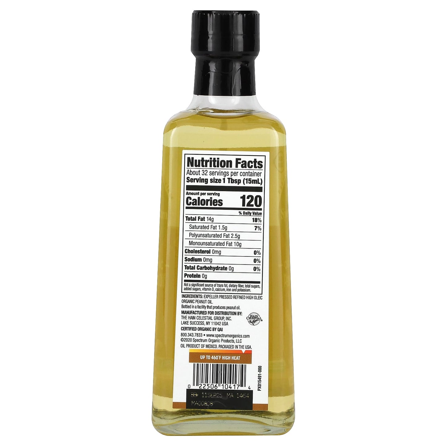 Spectrum Culinary, Organic Peanut Oil, Expeller Pressed, 16 fl oz (473 ml)