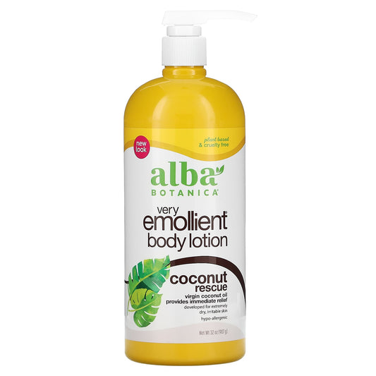 Alba Botanica-Very Emollient-Body Lotion-Coconut Rescue- 32 oz (907 g)